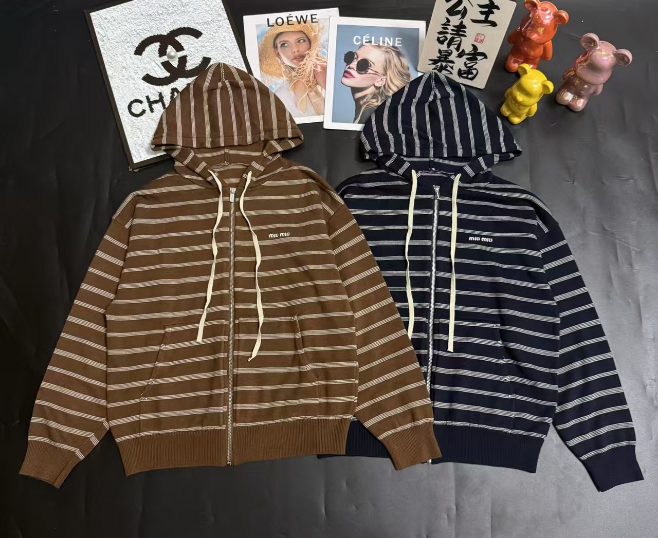 NO:473991,Mujian strip zipper hoodie, hats, alexander wang19860909缪间条拉链帽衫,,hats,alexander wang,Women's clothing