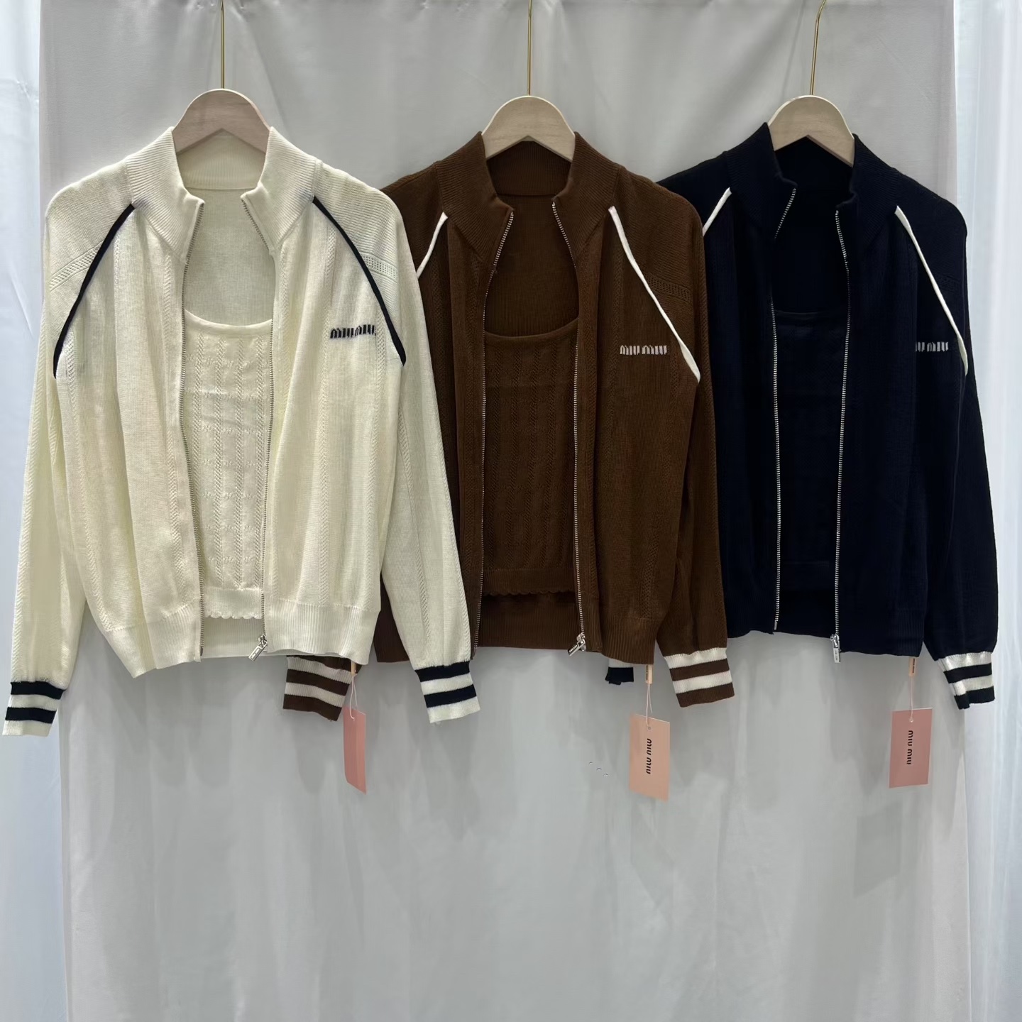 NO:547579,Miaomu Zipper Cardigan Two-piece Set, Alexander Wang19860909缪缪拉链开衫两件套,,alexander wang,Women's clothing