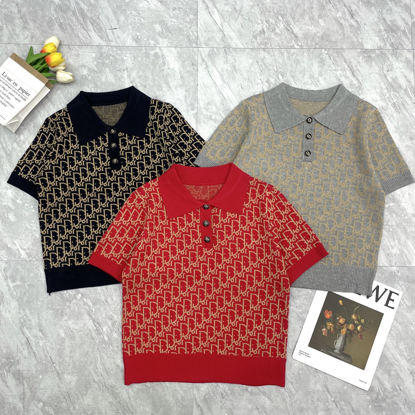 NO:611636,Dior POLO collar gold silk short sleeves, dior, T-shirt, alexander wang19860909迪奥POLO领砍金丝短袖,,dior,T-shirt,alexander wang,Women's clothing