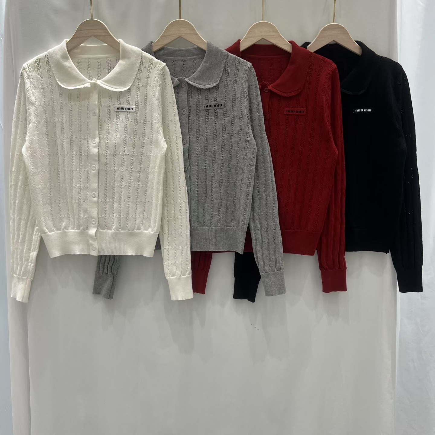 NO:666268,Miu Miu baby collar long sleeve cardigan,, 19860909缪缪娃娃领长袖开衫,, ,Women's clothing