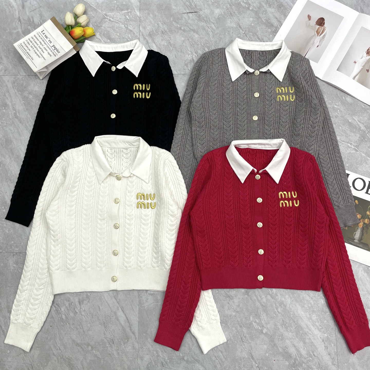 NO:666739,Miu Miu lapel long sleeve,, 19860909缪缪翻领长袖,, ,Women's clothing