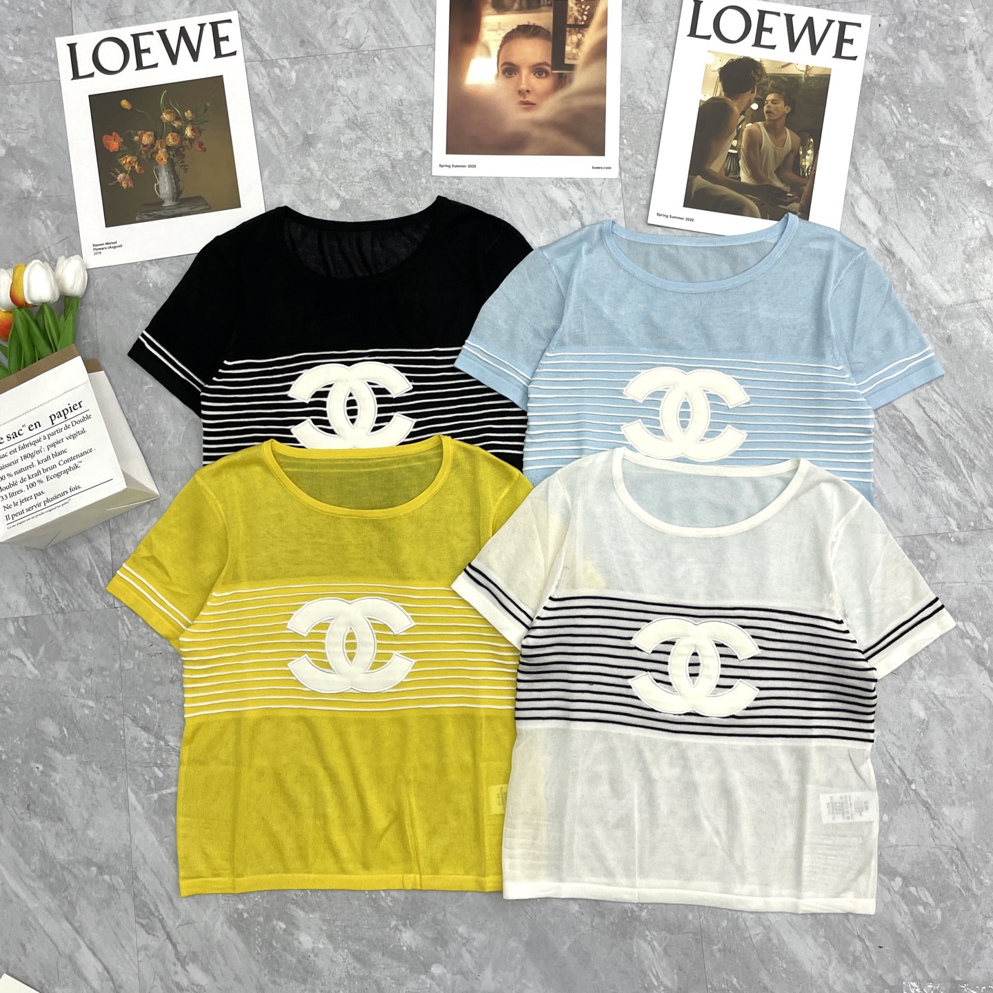 NO:747657,Xiaoxiang striped leather label short-sleeved, T-shirt,19860909小香条纹皮标短袖,,T-shirt,,Women's clothing