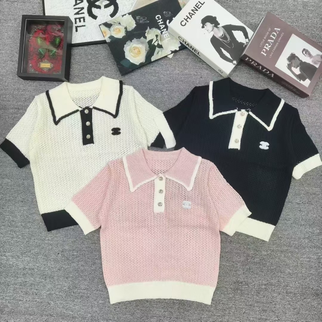 NO:757456,Xiaoxiang lapel short-sleeved, T-shirt,19860909小香翻领短袖,,T-shirt,,Women's clothing