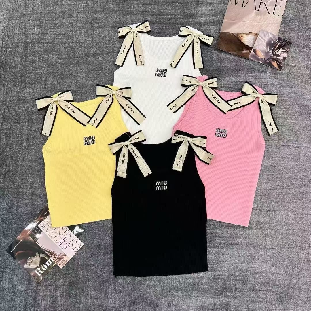 NO:761895,Miu Miu butterfly strappy vest,,19860909缪缪蝴蝶系带背心,,,Women's clothing