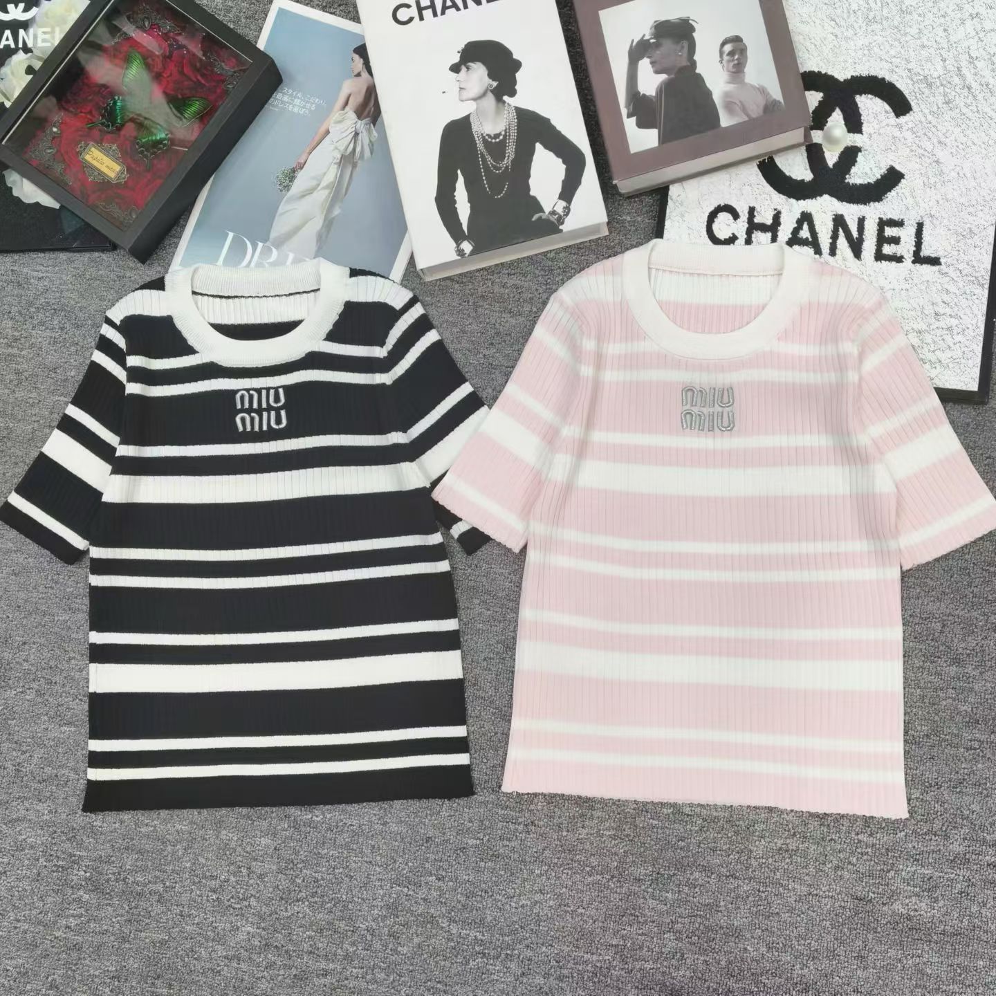 NO:793200,Miu Miu striped short-sleeved, T-shirt,19860909缪缪条纹短袖,,T-shirt,,Women's clothing