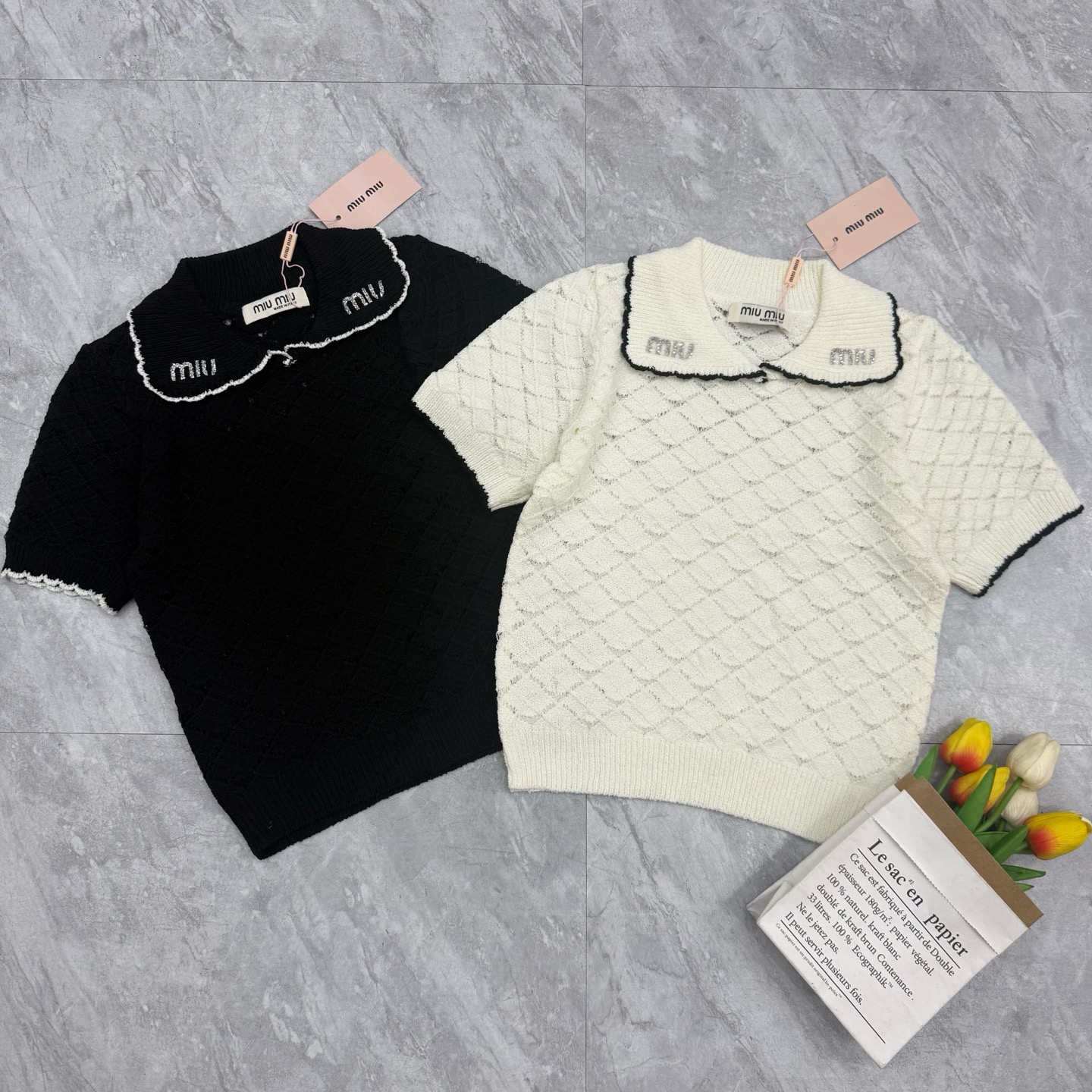 NO:793217,Miu Miu lapel short sleeves, T-shirt,19860909缪缪翻领短袖,,T-shirt,,Women's clothing