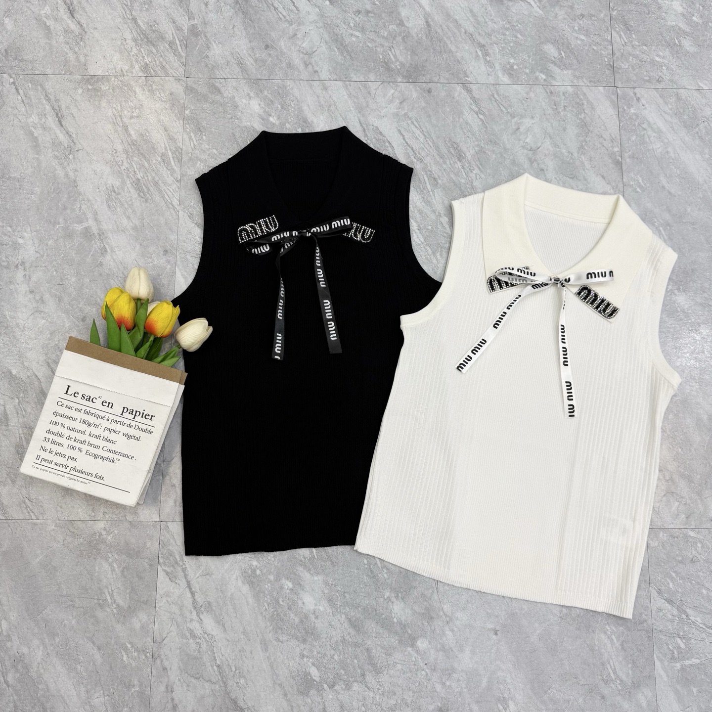 NO:794676,Miu Miu lace-up polo vest,,19860909缪缪系带polo背心,,,Women's clothing