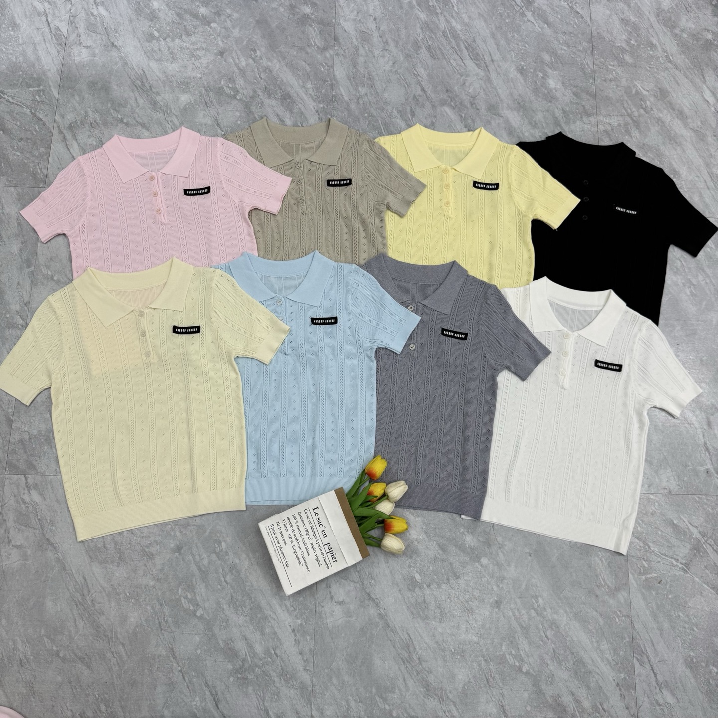 NO:798702,Miu Miu lapel short sleeves, T-shirt,19860909缪缪翻领短袖,,T-shirt,,Women's clothing