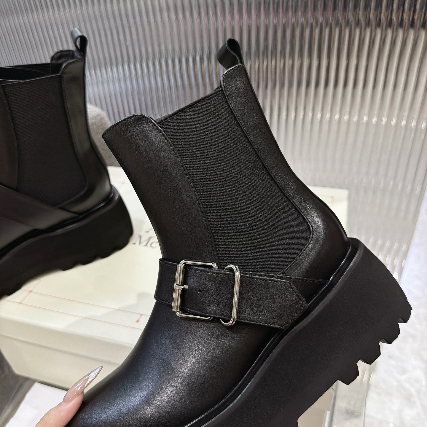 Alexander Queen Buckle Platform Chelsea Ankle Boot