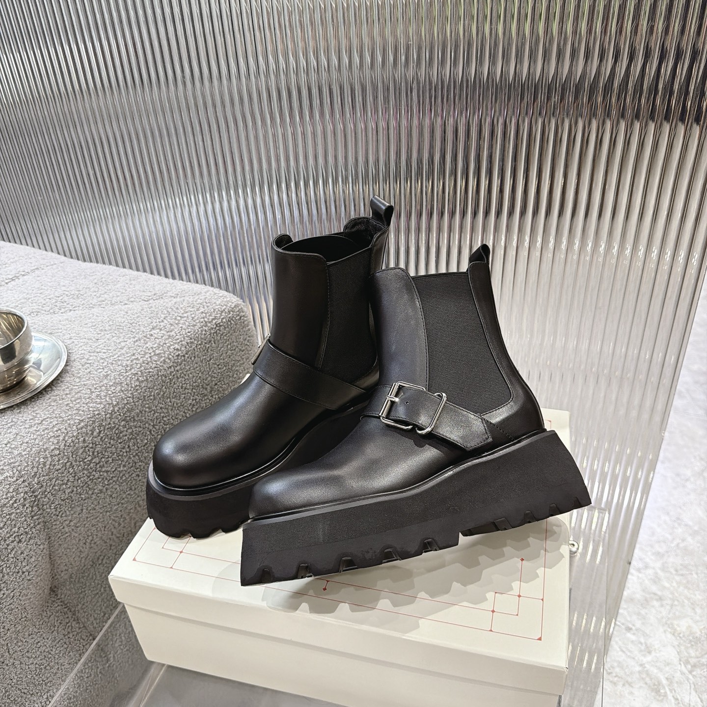 Alexander Queen Buckle Platform Chelsea Ankle Boot