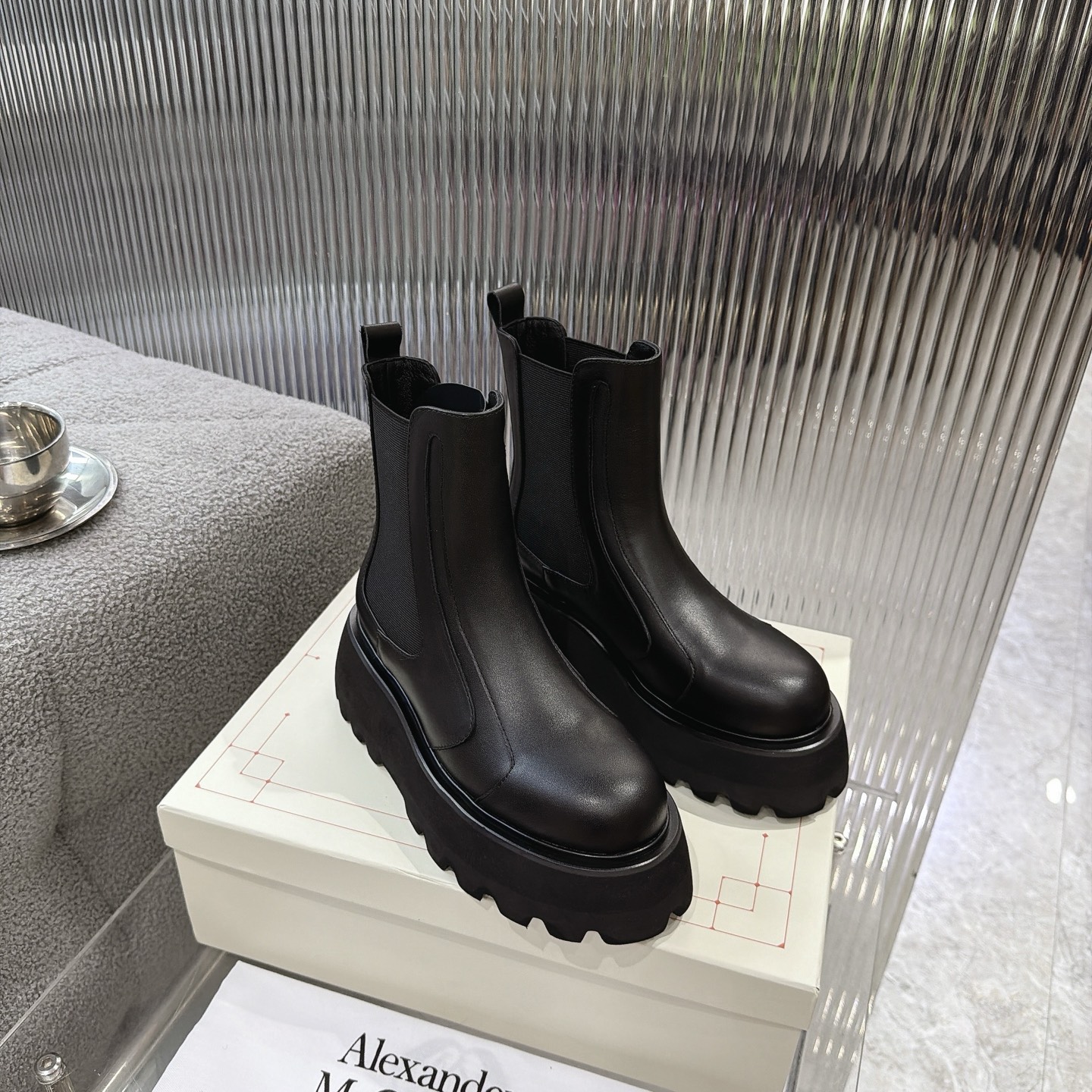 Alexander Queen Buckle Platform Chelsea Ankle Boot