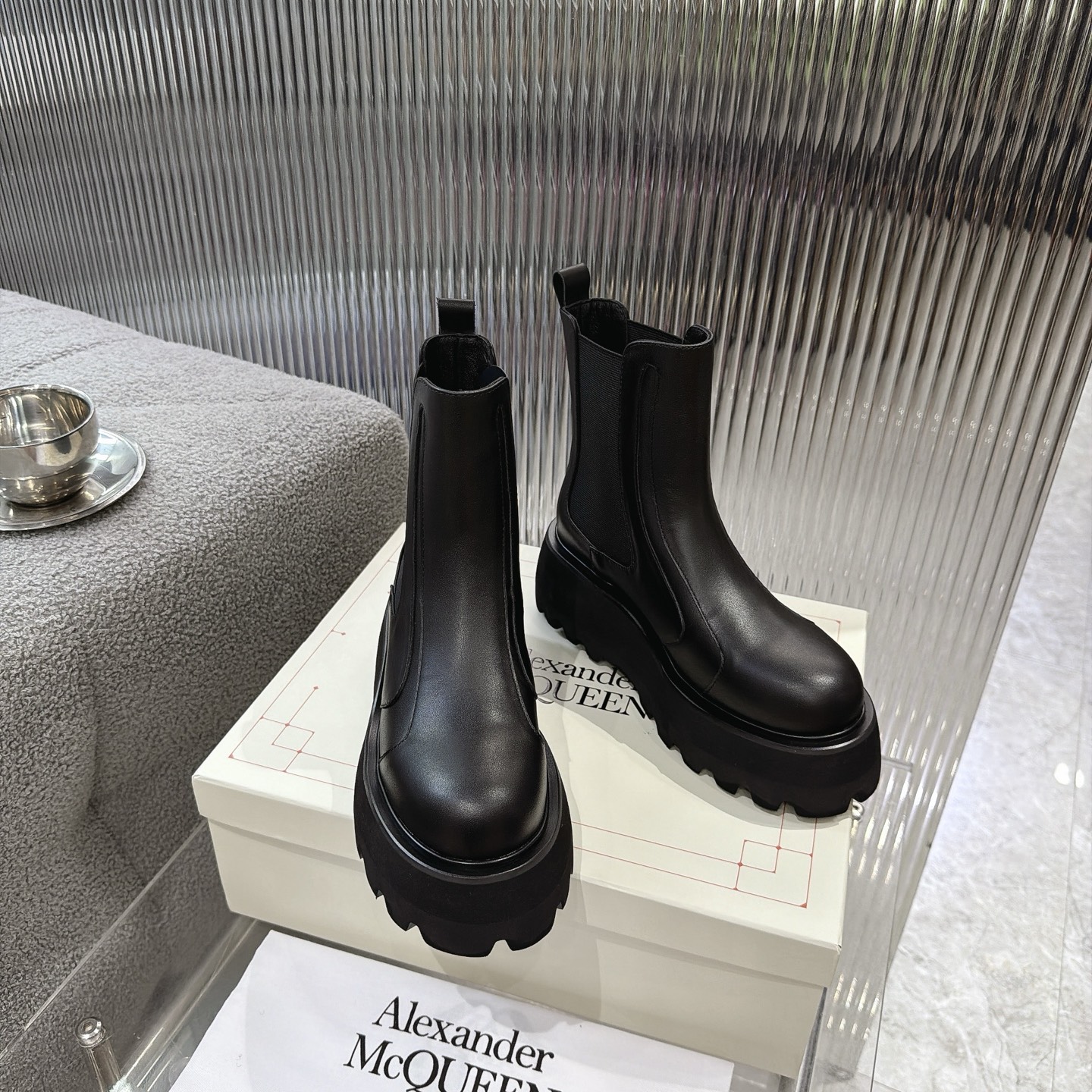 Alexander Queen Buckle Platform Chelsea Ankle Boot