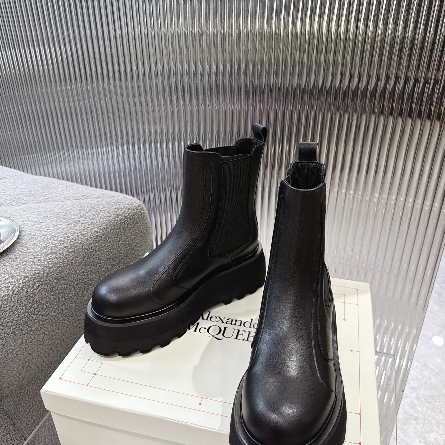 Alexander Queen Buckle Platform Chelsea Ankle Boot