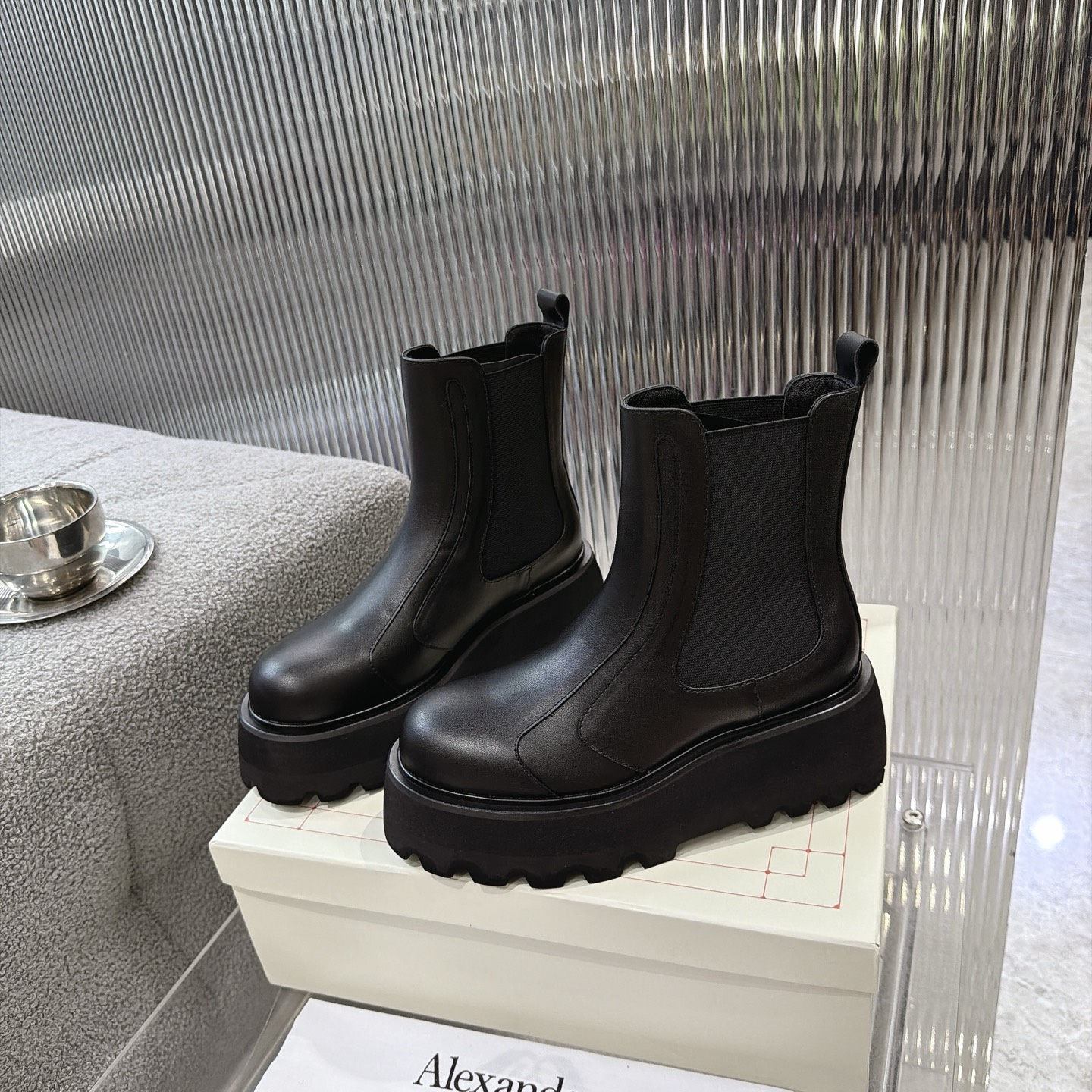 Alexander Queen Buckle Platform Chelsea Ankle Boot