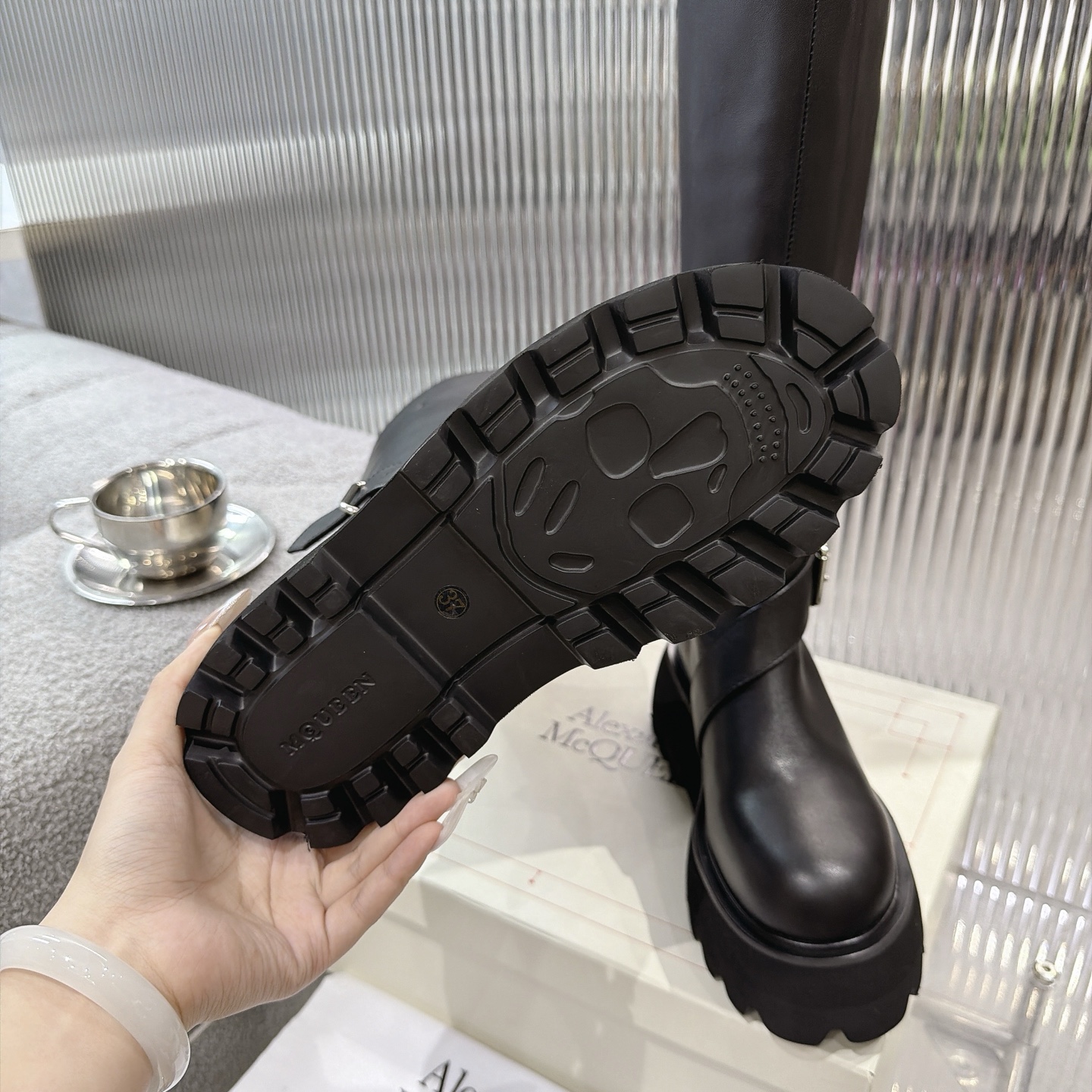 Alexander Queen Buckle Platform Knee-High Boots
