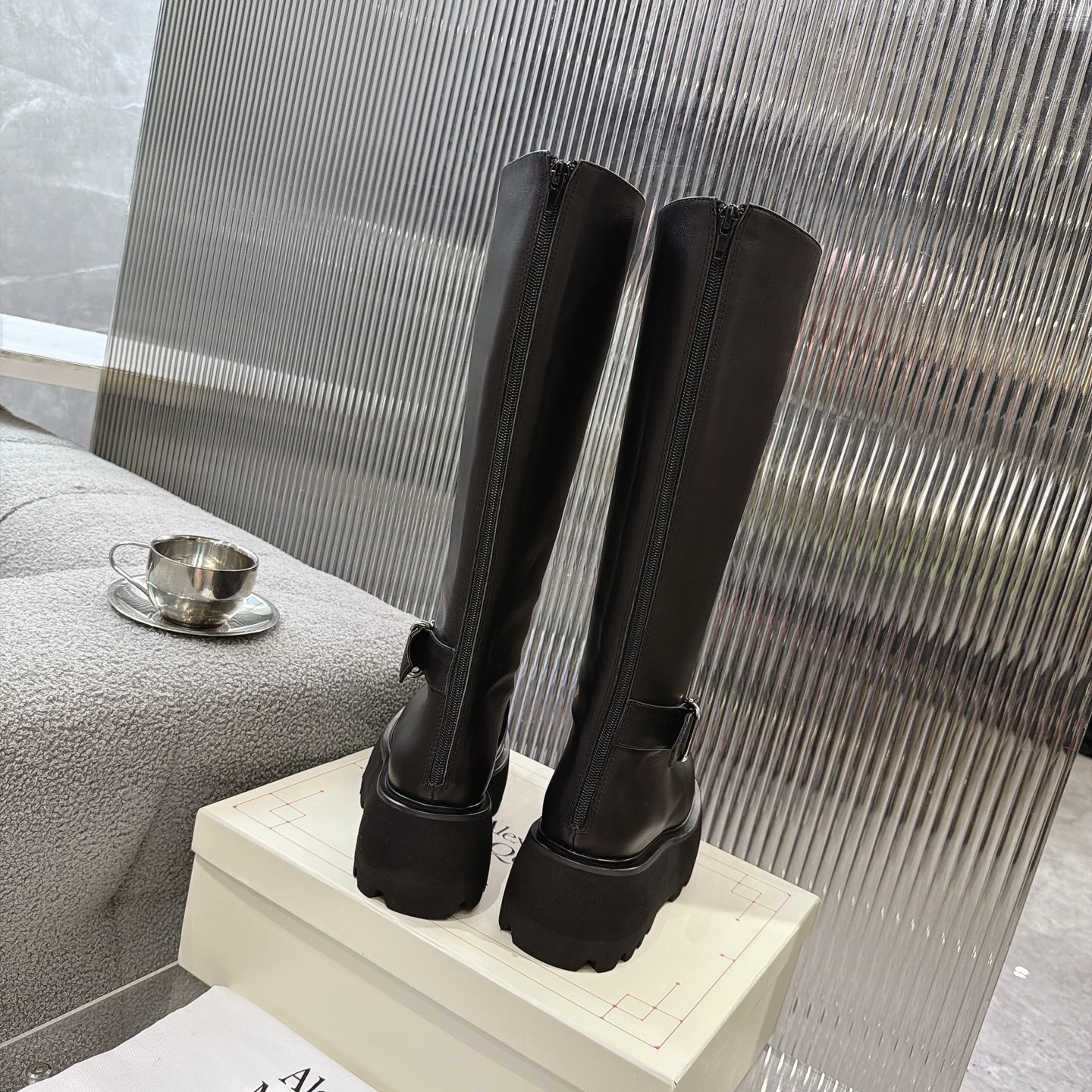 Alexander Queen Buckle Platform Knee-High Boots
