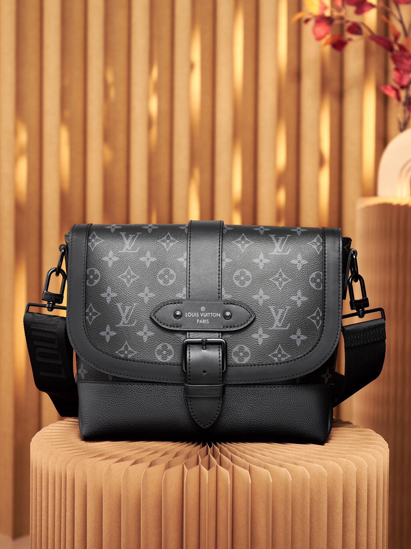 Louis Vuitton LV Saumur Handtaschen Messenger-Taschen Schwarz Alle Stahl Monogram Canvas Leinwand Fashion Lässig M45911