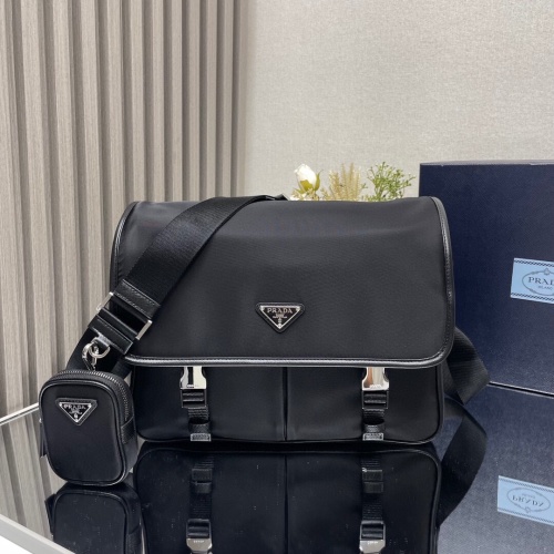 Prada Men's Saffiano Leather Trim Nylon Flap Crossbody, Black 1 Prada Men's Saffiano Leather Trim Nylon Flap Crossbody, Black