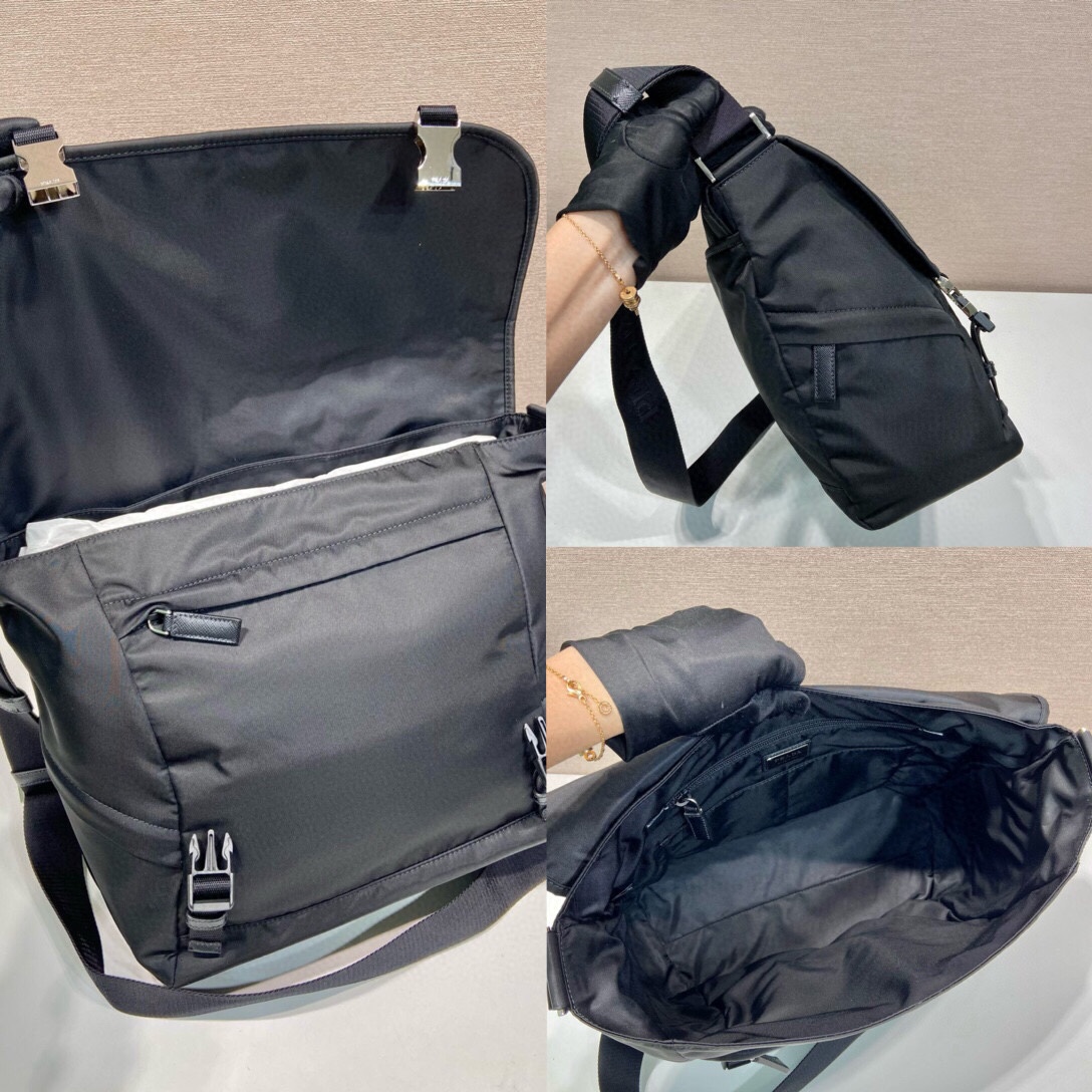 Prada Re-Nylon Messenger Bag with Buckle Closure, Black, 30x27.5x14.5cm 10 i1747885866 8655 0