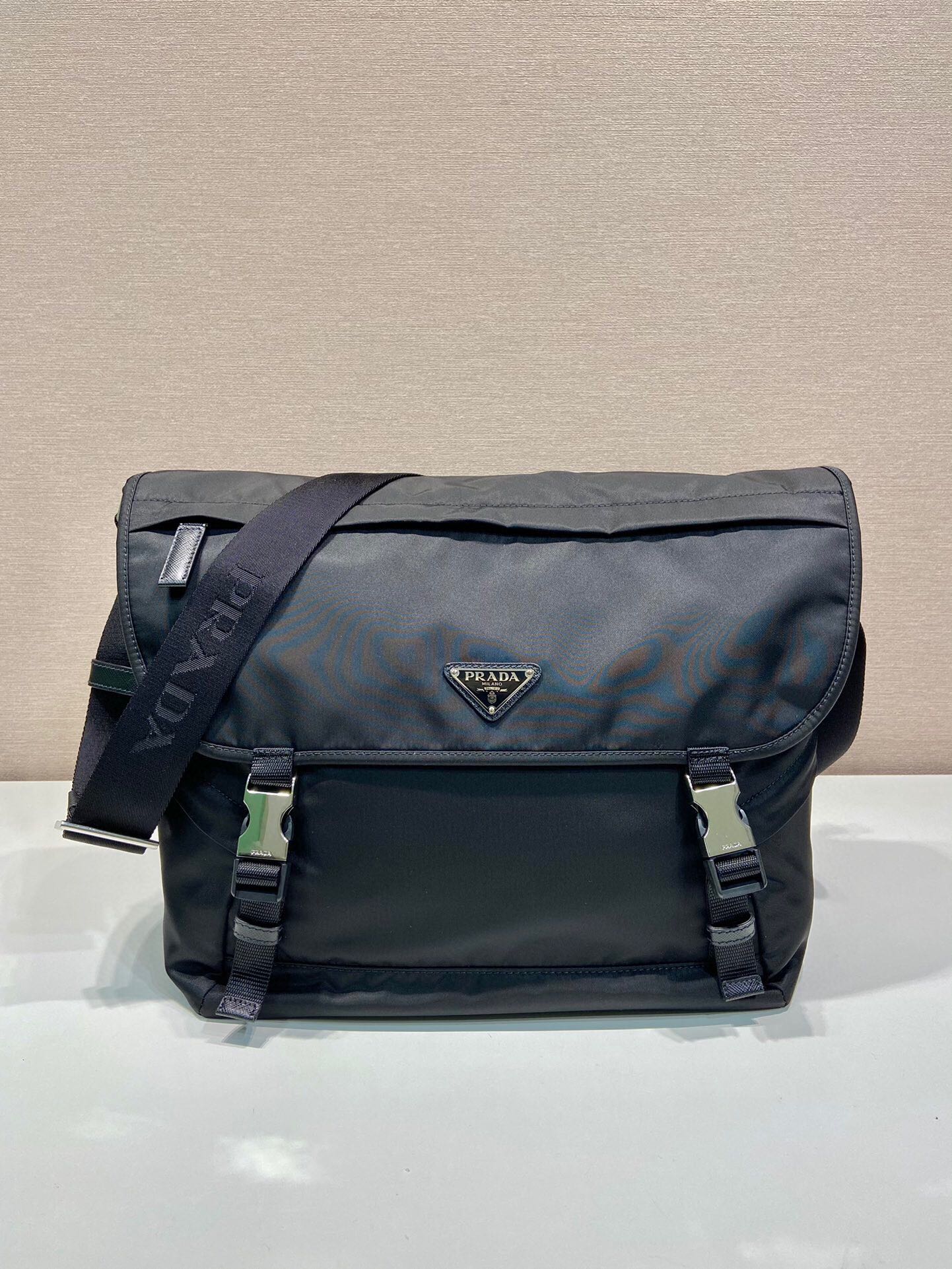 Prada Re-Nylon Messenger Bag with Buckle Closure, Black, 30x27.5x14.5cm 2 i1747885867 8710 3