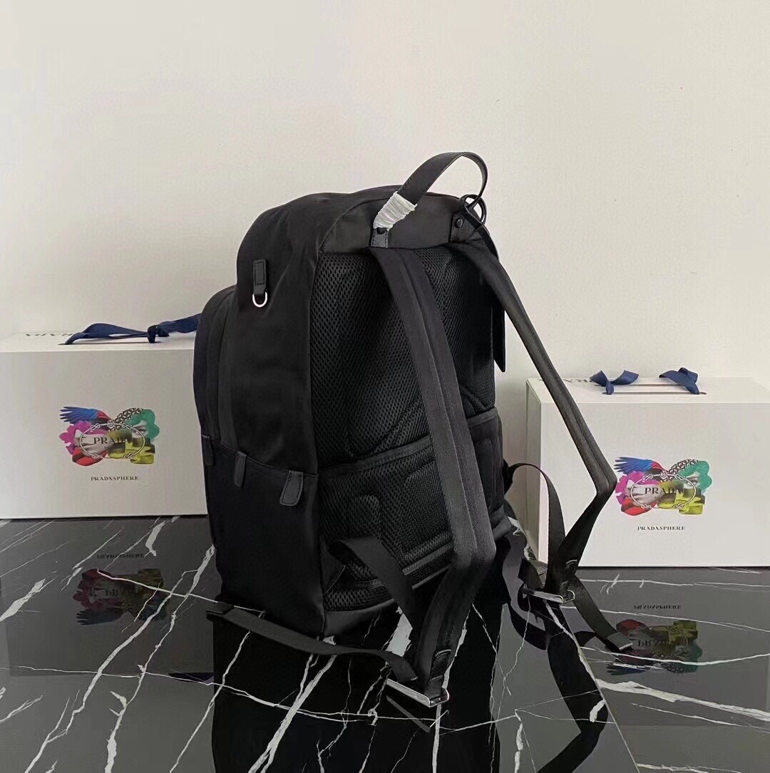 Prada Men's Black Saffiano Leather Trim Nylon Backpack - Minimalist Design 3 i1750311311 5994 1