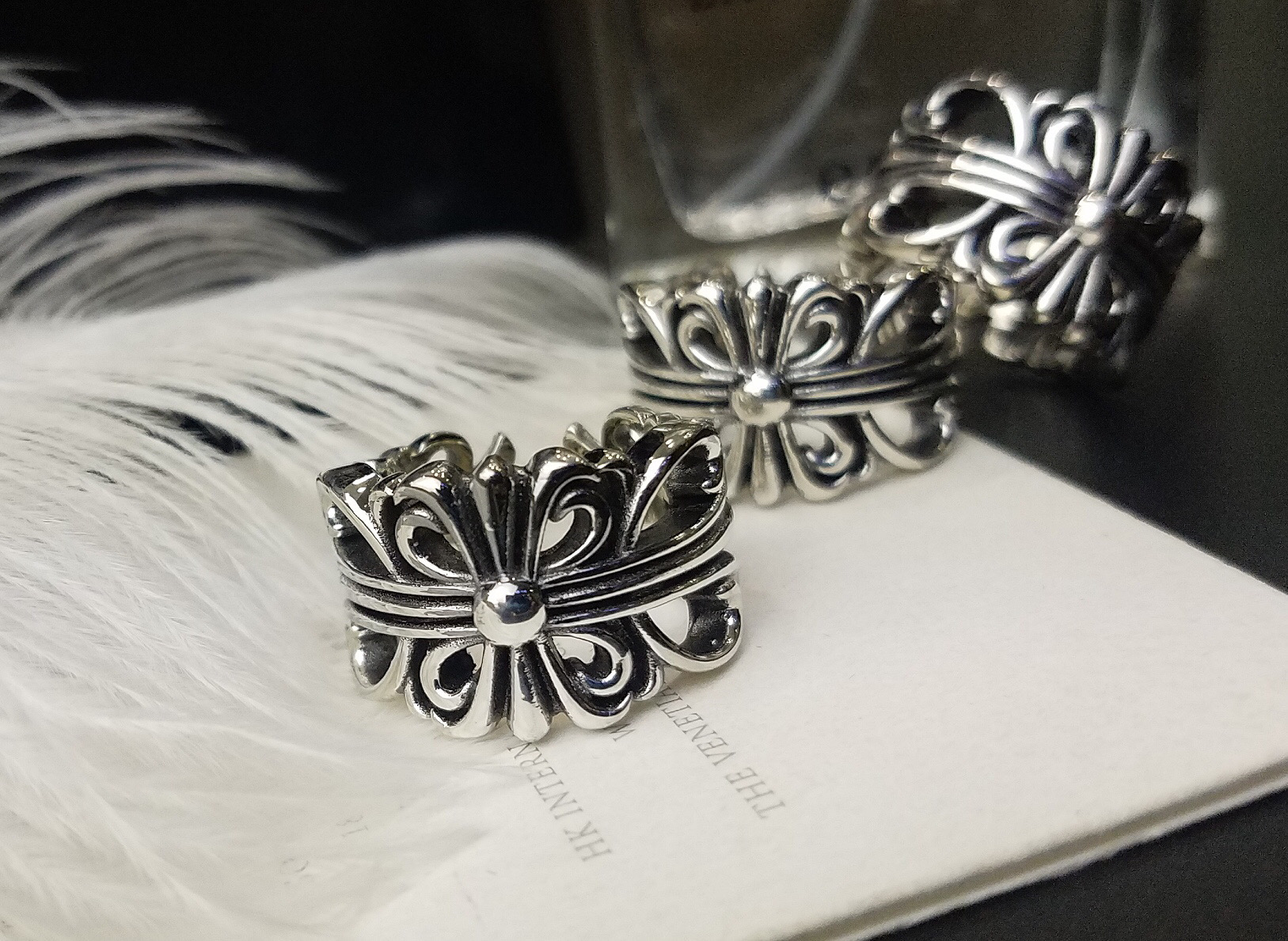 Chrome Hearts Chrome He@rts 克罗心十字花开口戒指
