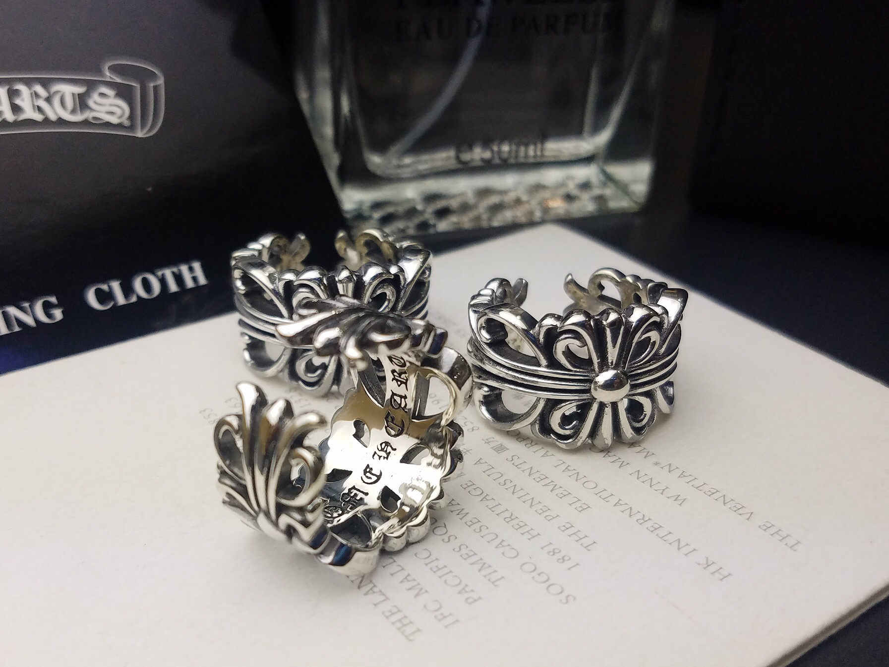 Chrome Hearts Chrome He@rts 克罗心十字花开口戒指