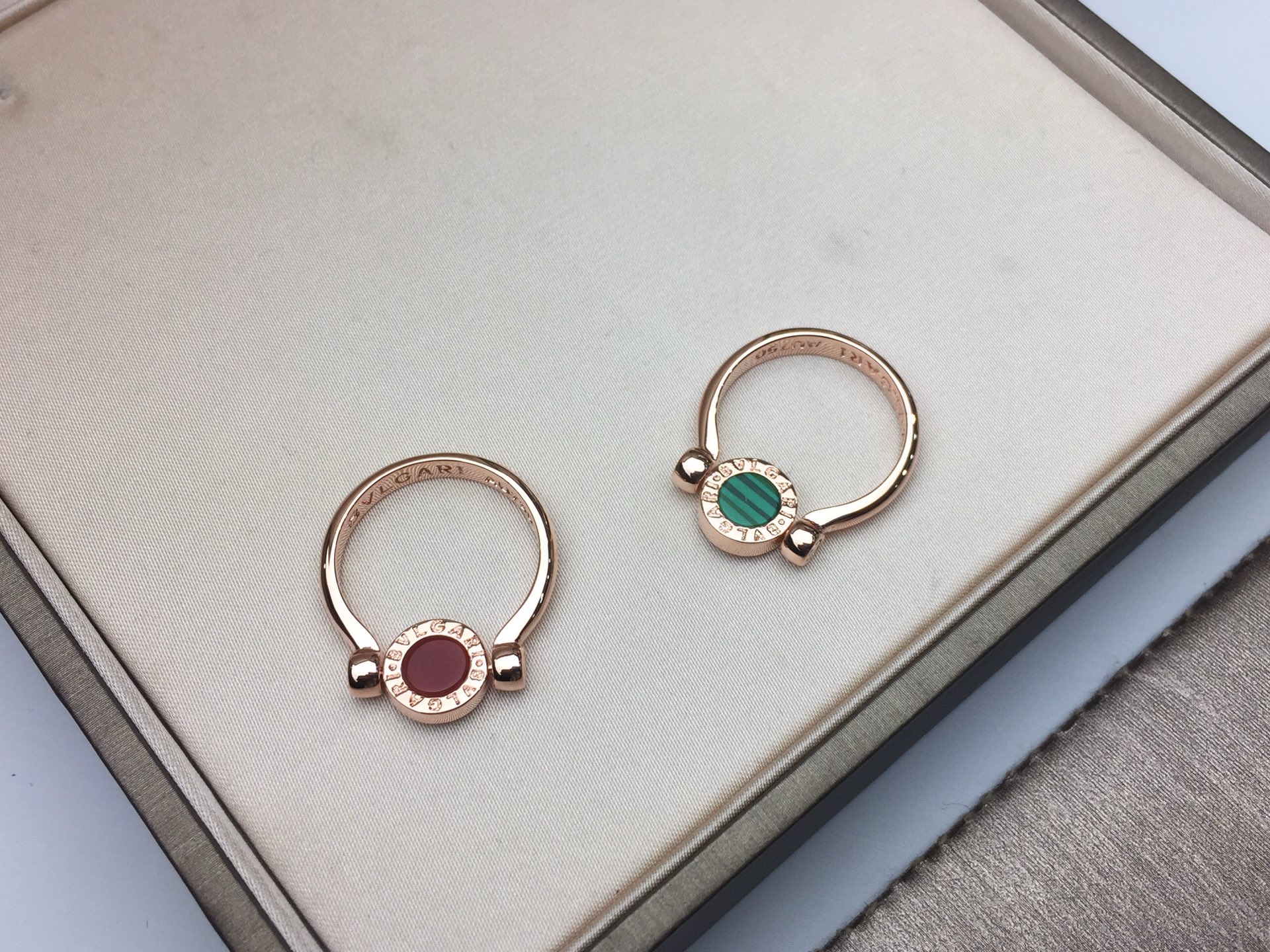 Bvlgari BVLGARI宝格丽#红玛瑙/孔雀石#双面翻转戒指