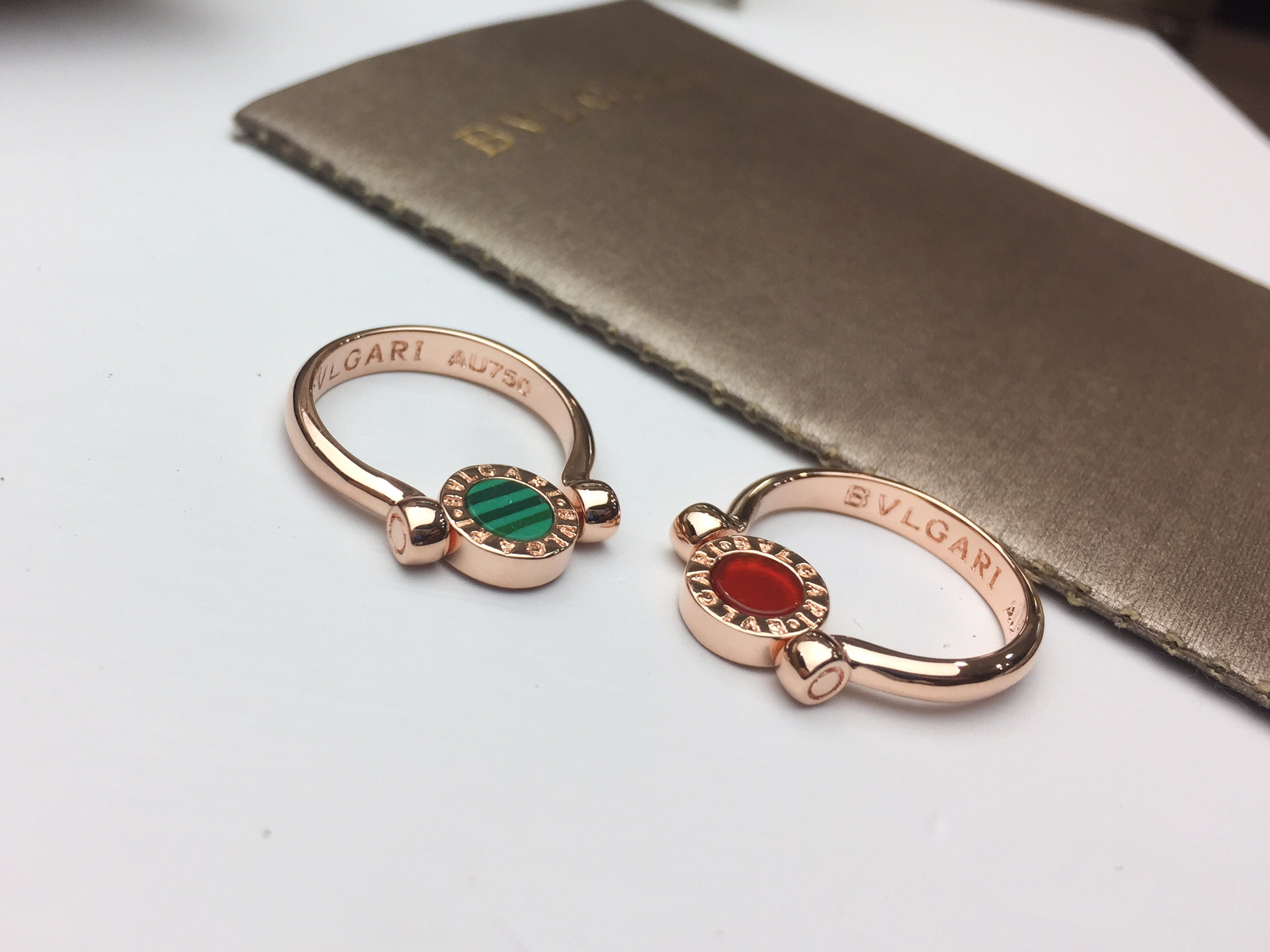 Bvlgari BVLGARI宝格丽#红玛瑙/孔雀石#双面翻转戒指