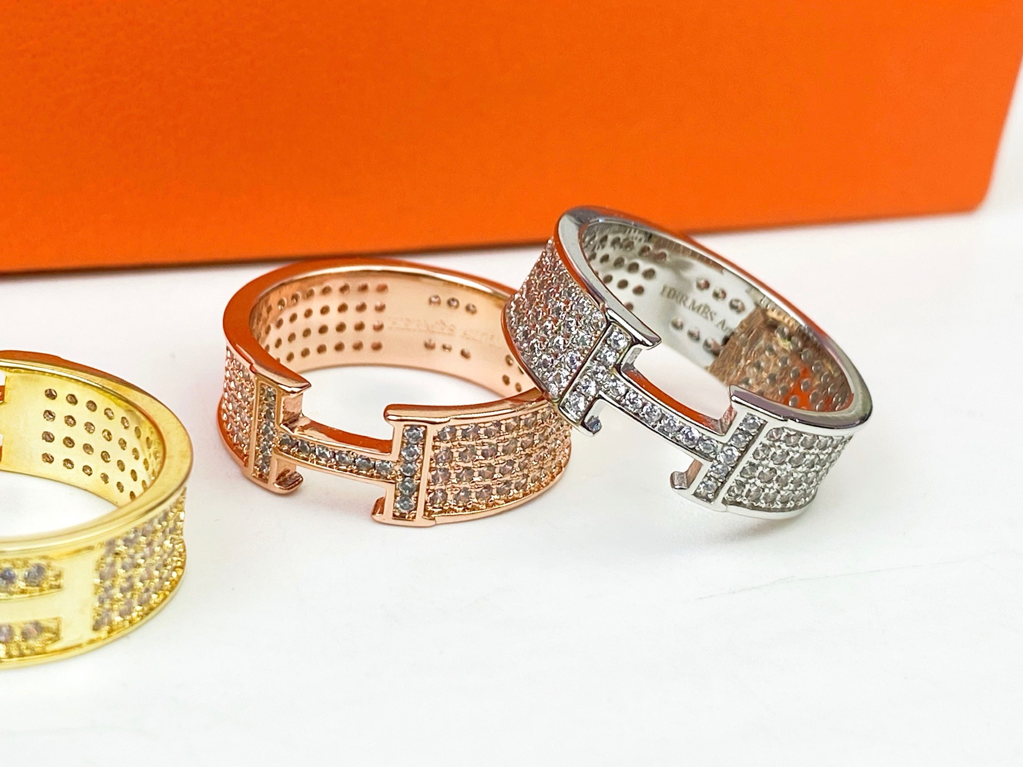 ♥Hermes 爱马仕 H 满钻戒指💍 💎678码数齐 街拍 时尚达人 必备单品 P