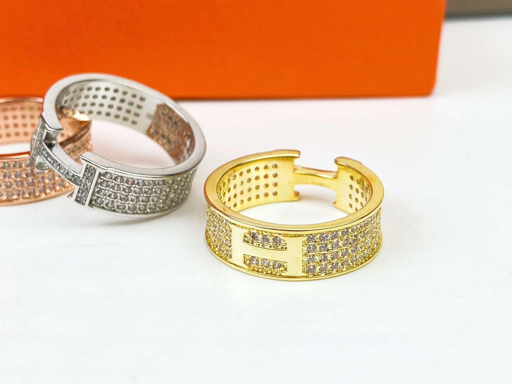 ♥Hermes 爱马仕 H 满钻戒指💍 💎678码数齐 街拍 时尚达人 必备单品 P