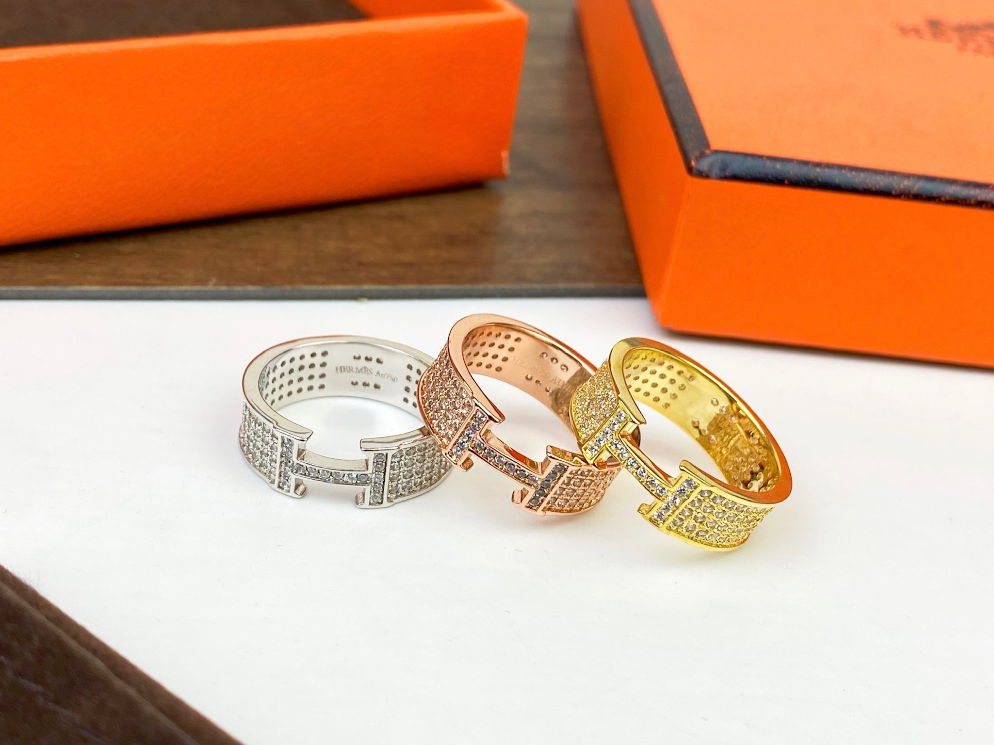 ♥Hermes 爱马仕 H 满钻戒指💍 💎678码数齐 街拍 时尚达人 必备单品 P