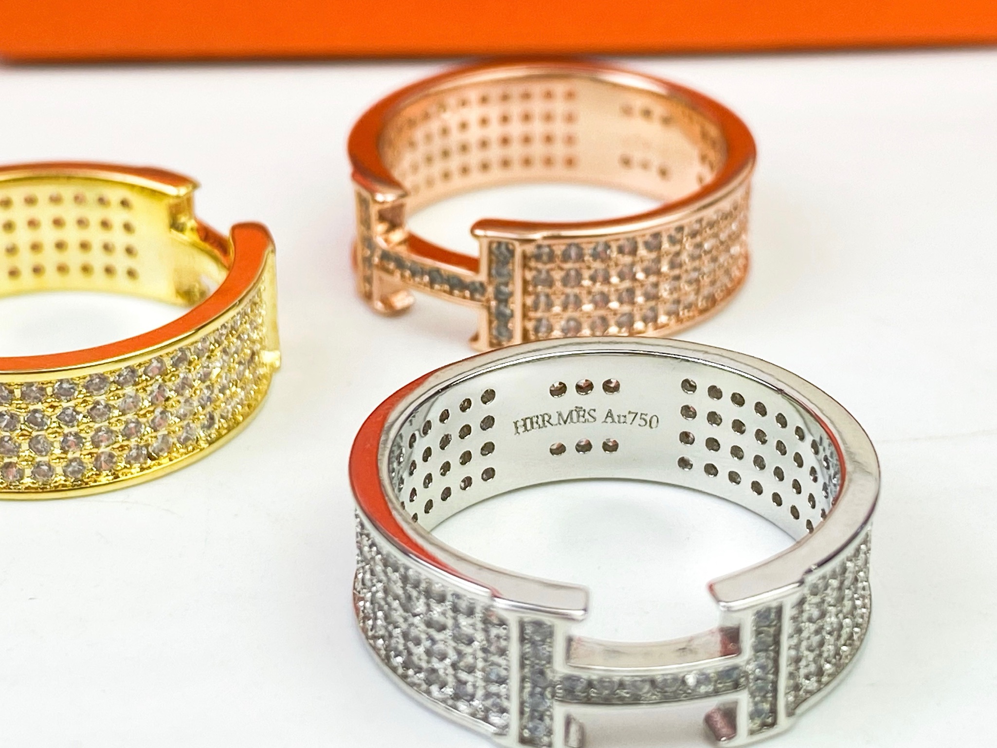 ♥Hermes 爱马仕 H 满钻戒指💍 💎678码数齐 街拍 时尚达人 必备单品 P