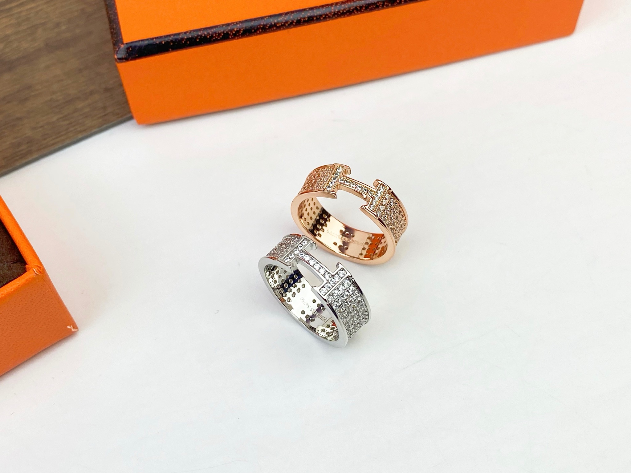 ♥Hermes 爱马仕 H 满钻戒指💍 💎678码数齐 街拍 时尚达人 必备单品 P