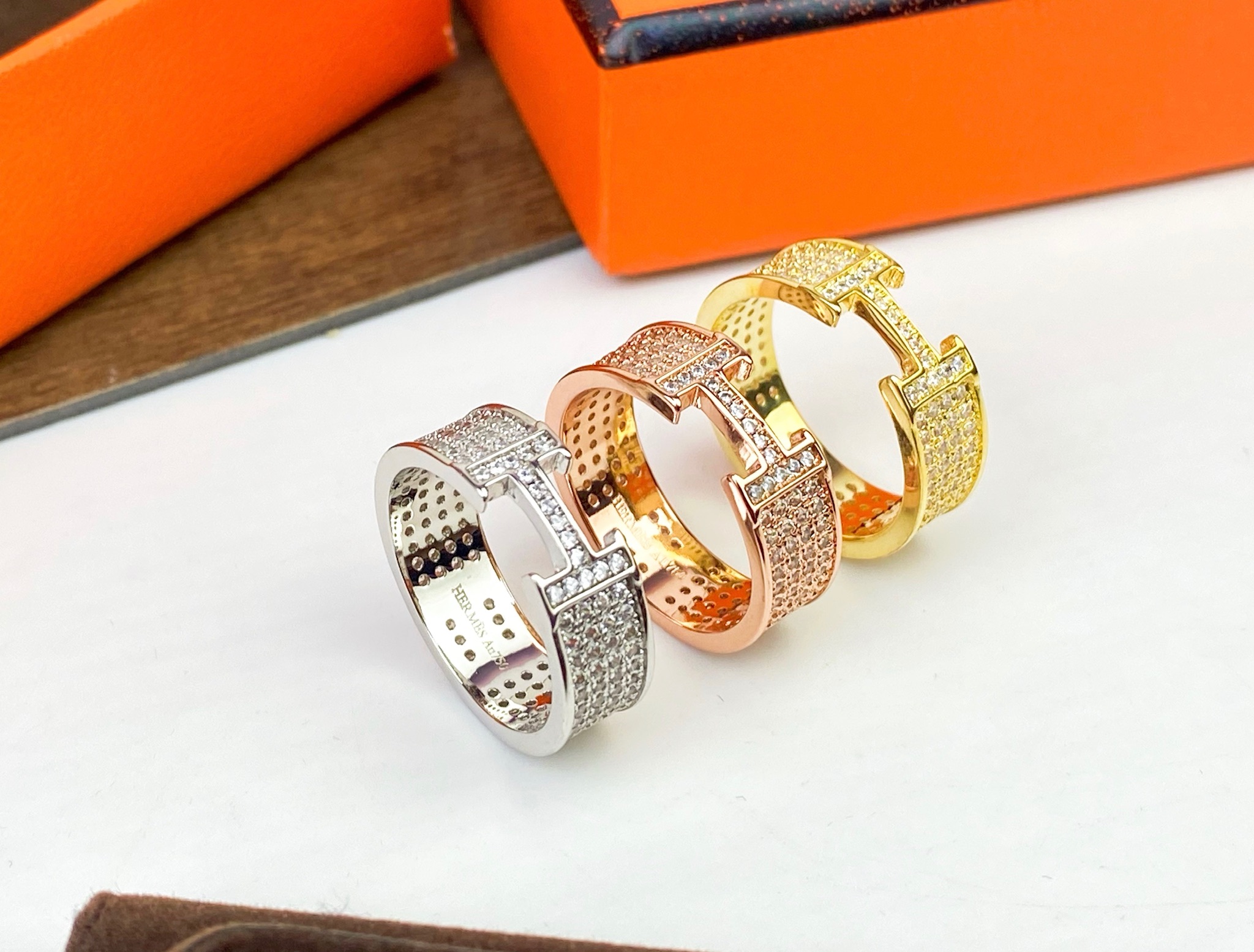 ♥Hermes 爱马仕 H 满钻戒指💍 💎678码数齐 街拍 时尚达人 必备单品 P