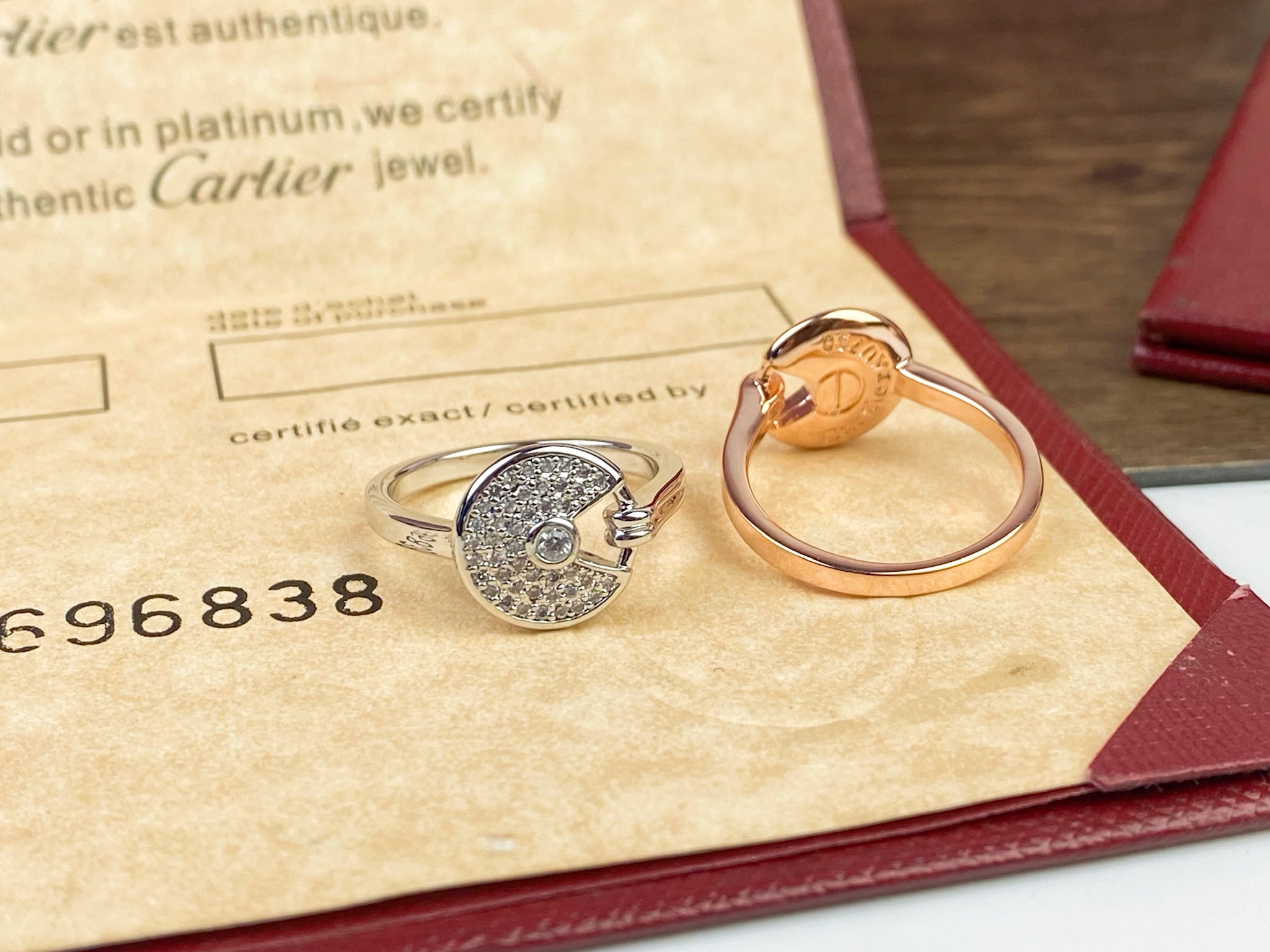 Cartier 卡地亚Cartier护身符满钻戒指 亚金厚金电镀18k材质 戒指678码