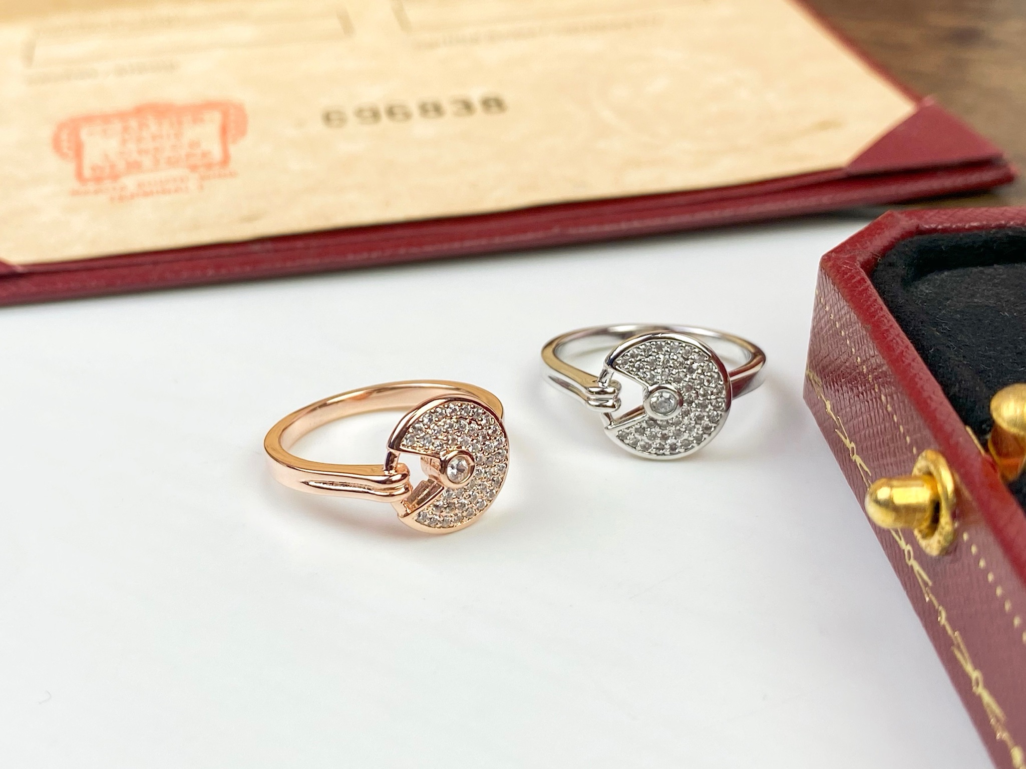 Cartier 卡地亚Cartier护身符满钻戒指 亚金厚金电镀18k材质 戒指678码