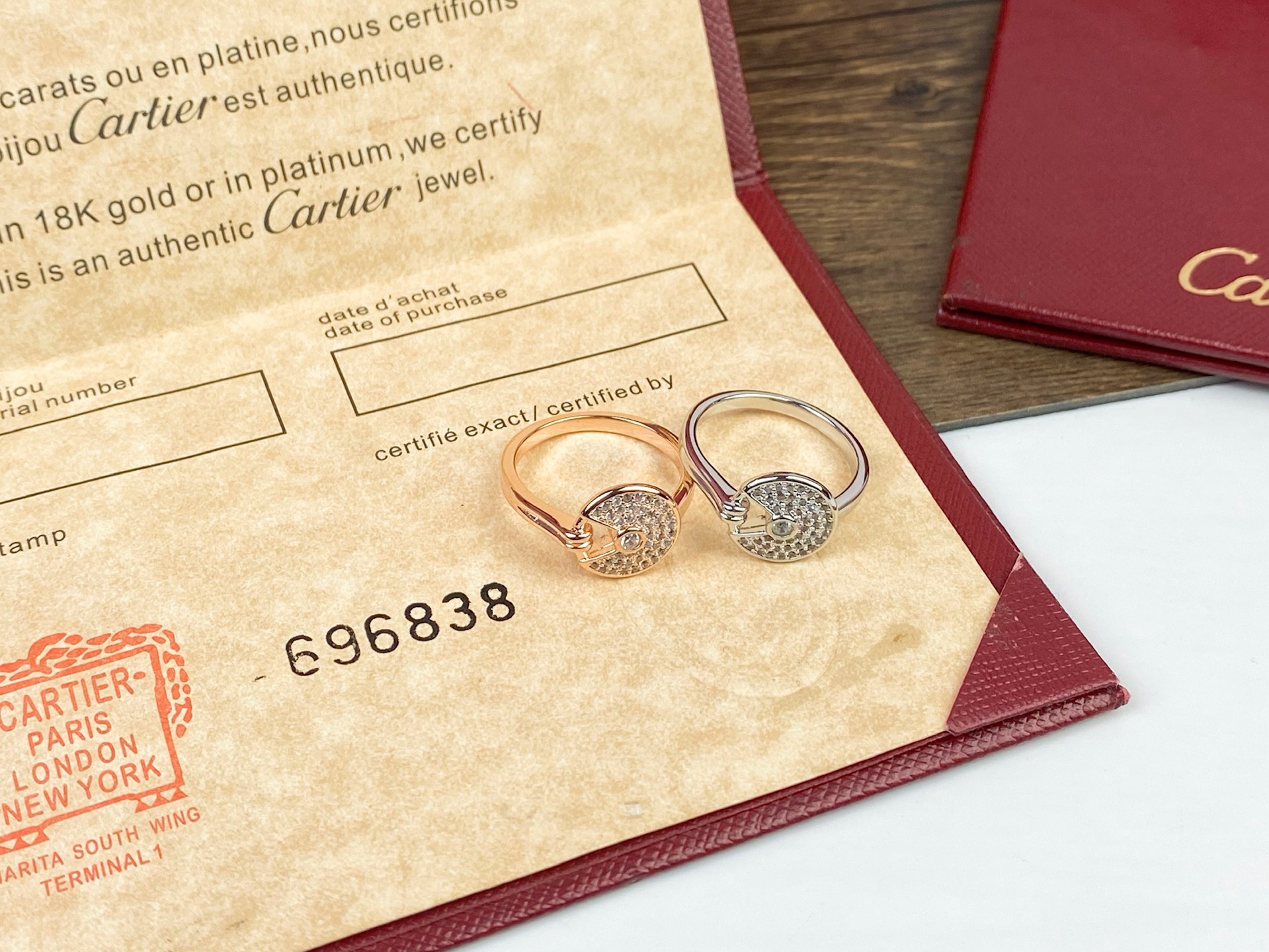 Cartier 卡地亚Cartier护身符满钻戒指 亚金厚金电镀18k材质 戒指678码