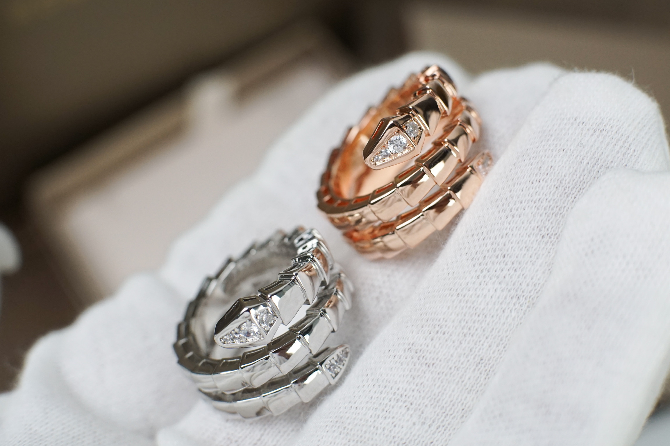 Bvlgari BVLGARI宝格丽双圈蛇形戒指