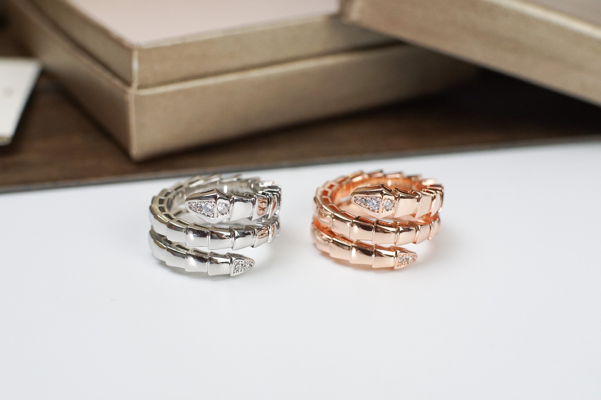 Bvlgari BVLGARI宝格丽双圈蛇形戒指