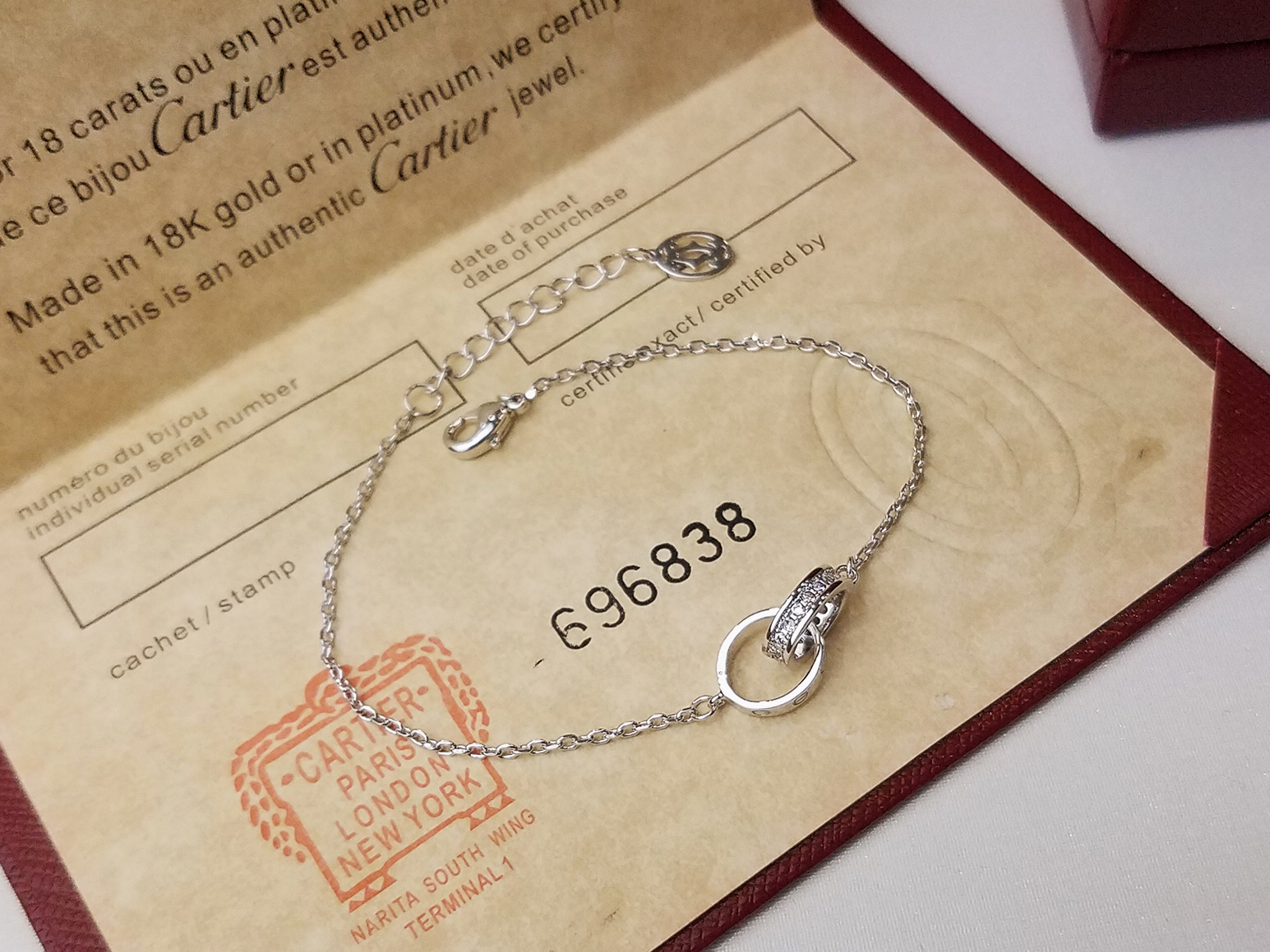 Cartier Cartier卡地亚双环手链 打造高端定制 亚金微镶满钻手链 师傅精湛的镶工