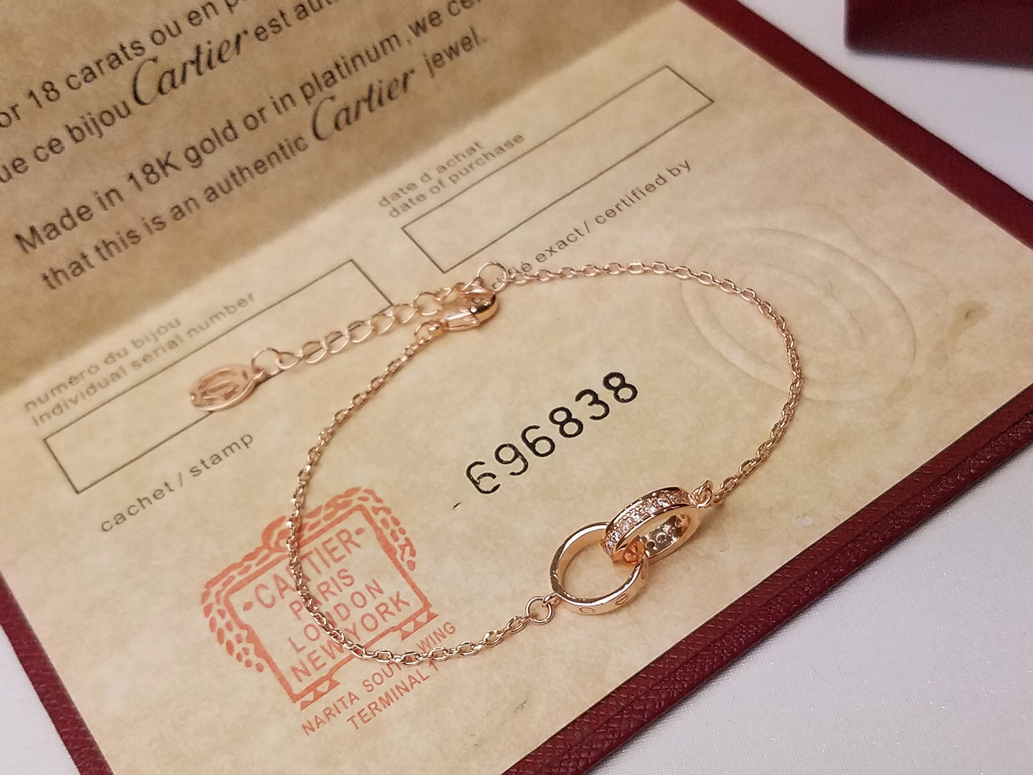 Cartier Cartier卡地亚双环手链 打造高端定制 亚金微镶满钻手链 师傅精湛的镶工
