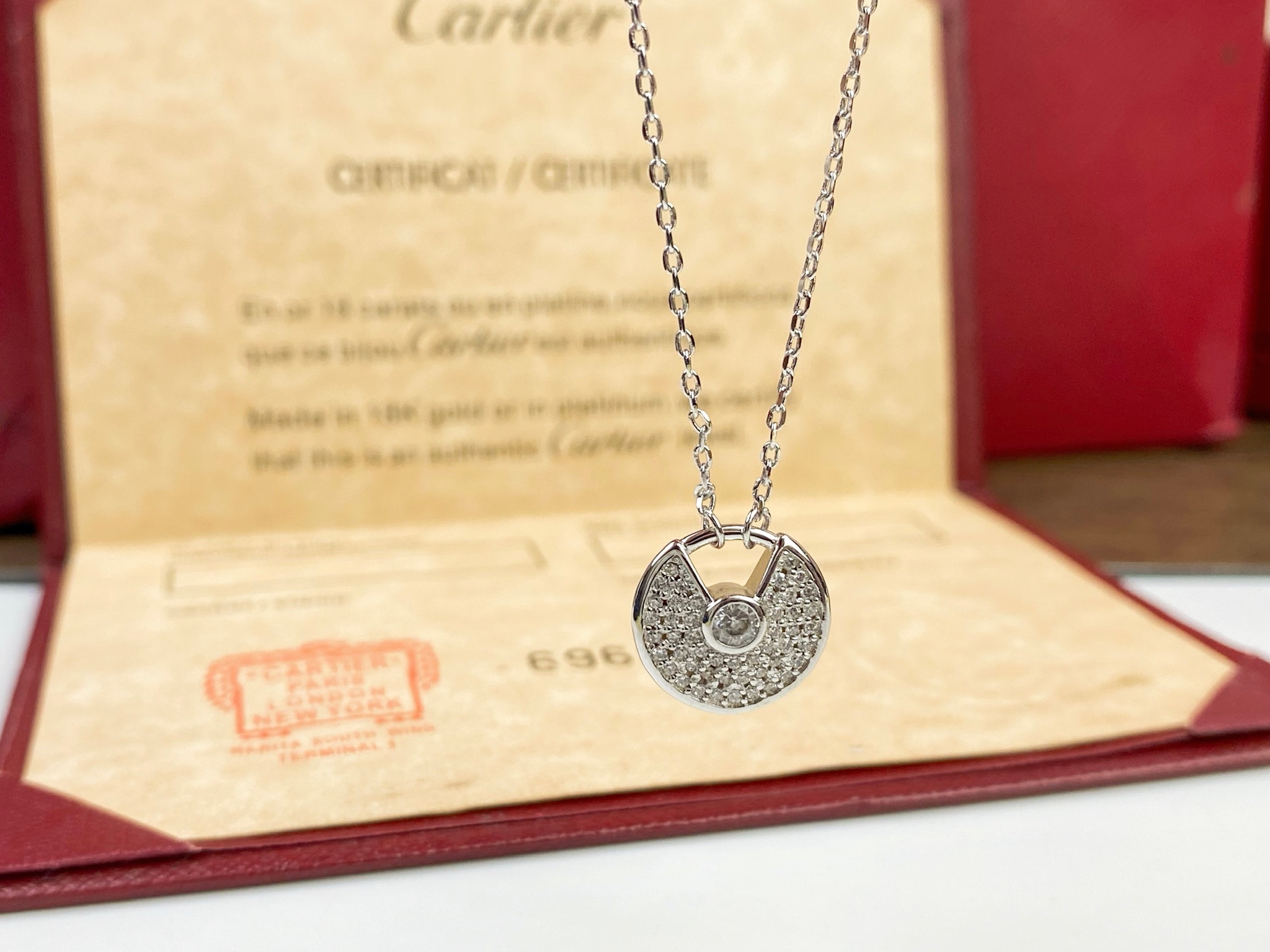 Cartier 卡地亚Cartier护身符满钻项链 亚金厚金电镀18k材质