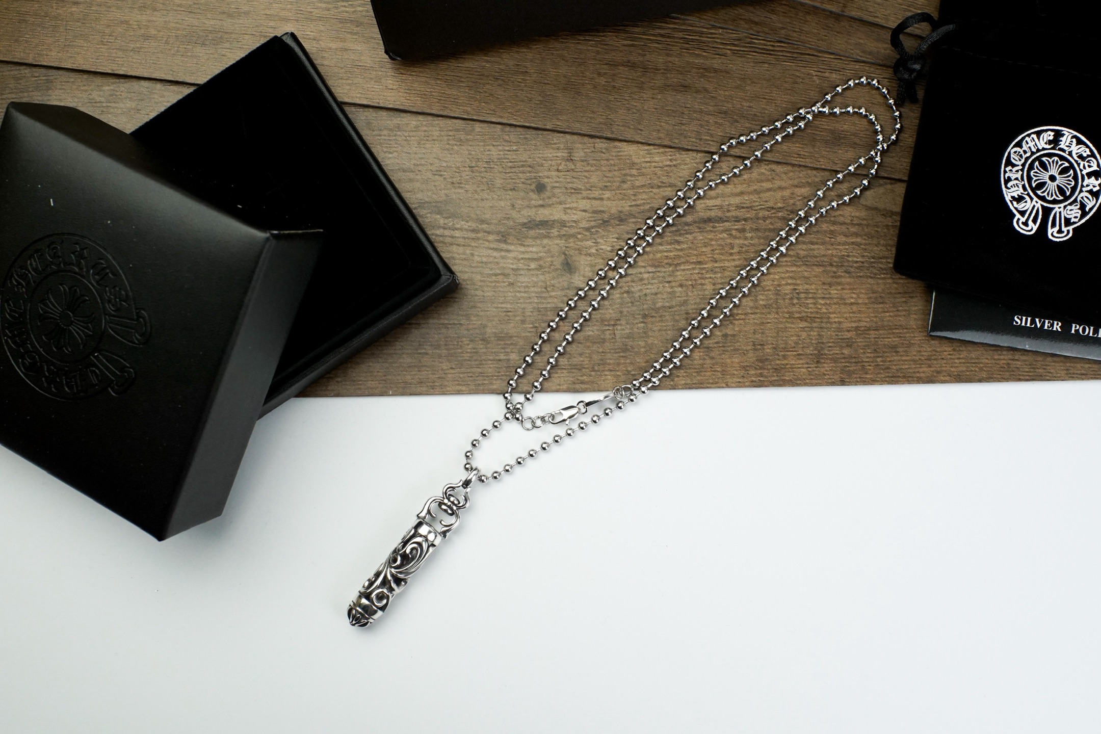 Chrome Hearts CHrome Hearts 克罗心圆柱藤花吊坠项链 潮流 款 炸街单品 做旧工艺 链长70cm