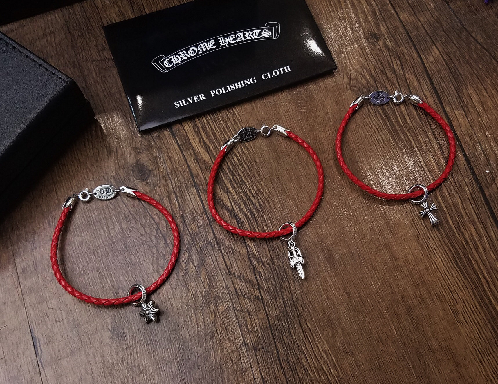 Chrome Hearts Chrome He@rts 克罗心皮绳手链