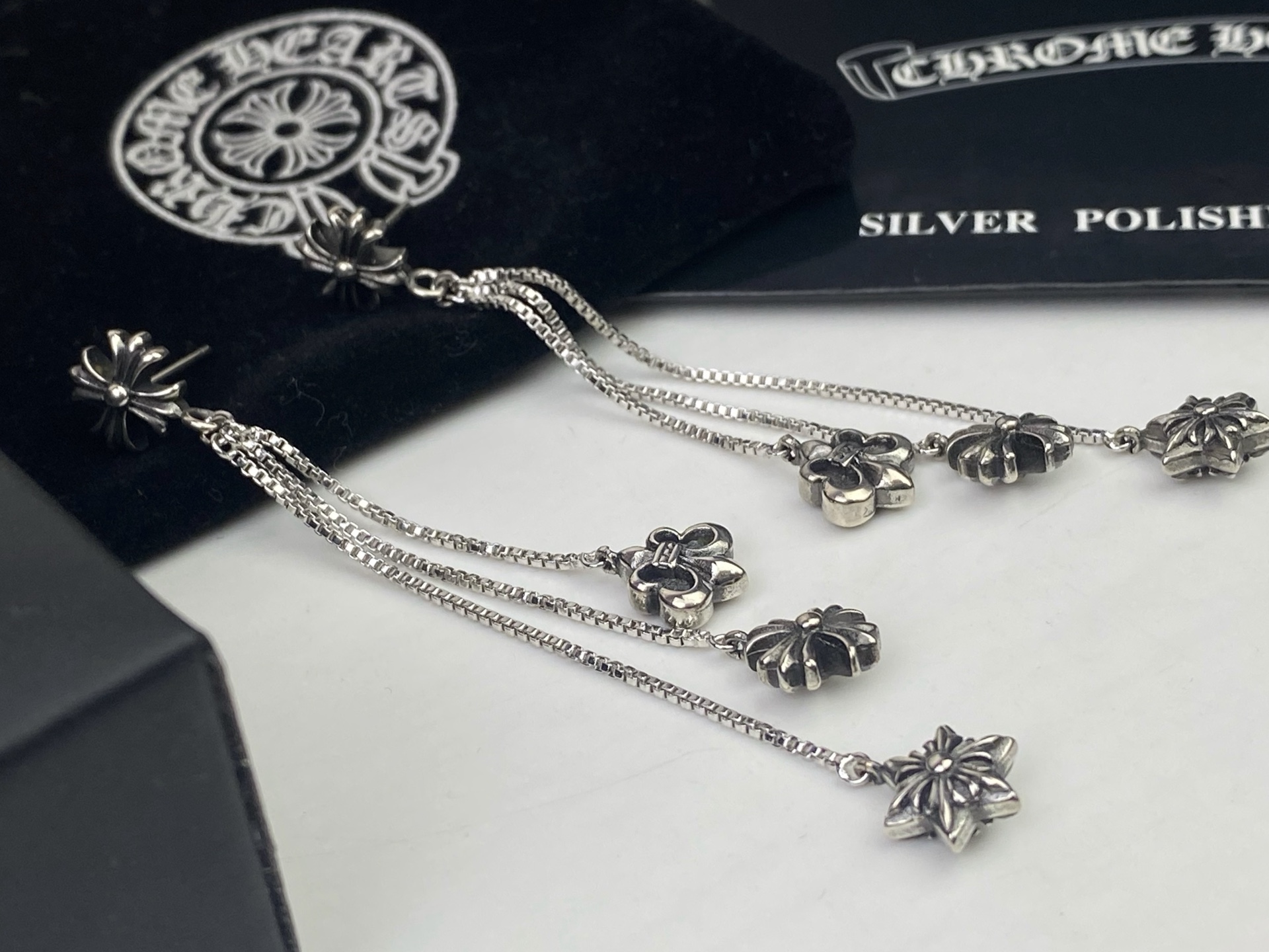 Chrome Hearts He@rts 克罗心流苏耳环～ 开模 明星 同款 潮女 亚金材质