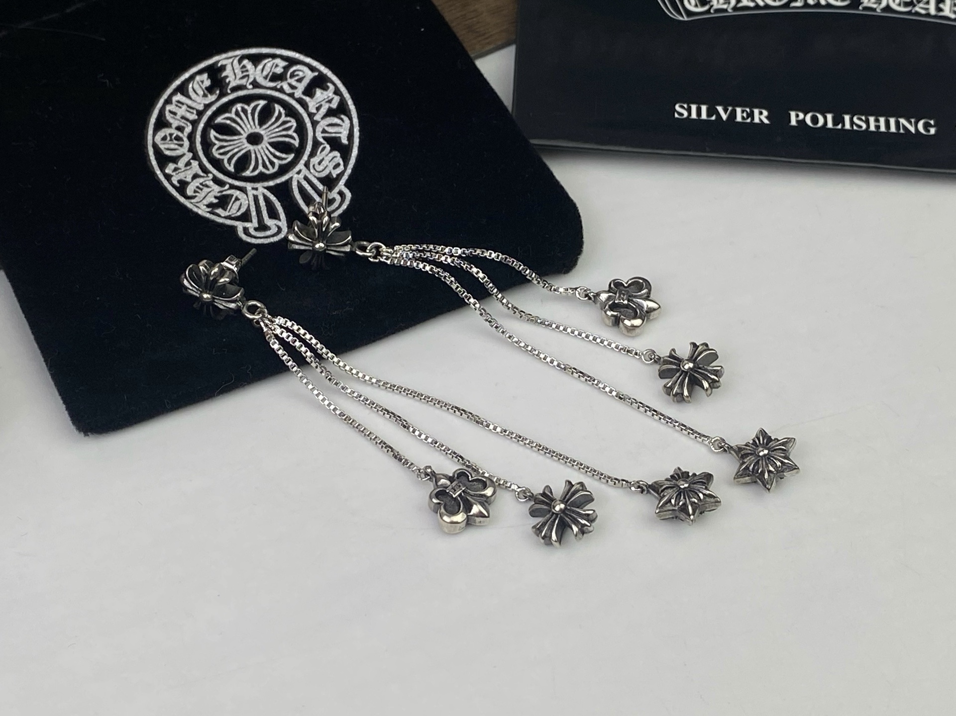 Chrome Hearts He@rts 克罗心流苏耳环～ 开模 明星 同款 潮女 亚金材质