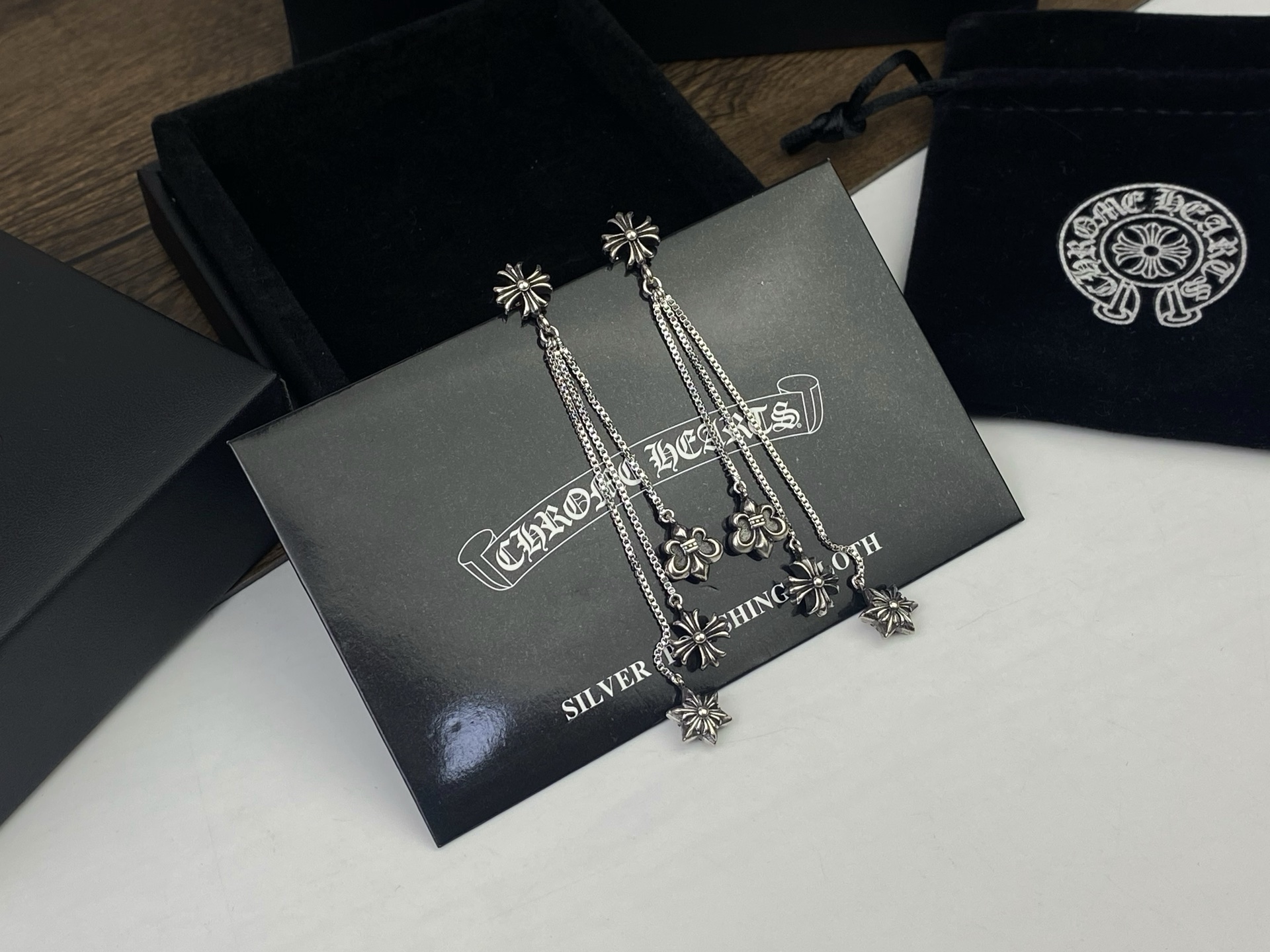 Chrome Hearts He@rts 克罗心流苏耳环～ 开模 明星 同款 潮女 亚金材质