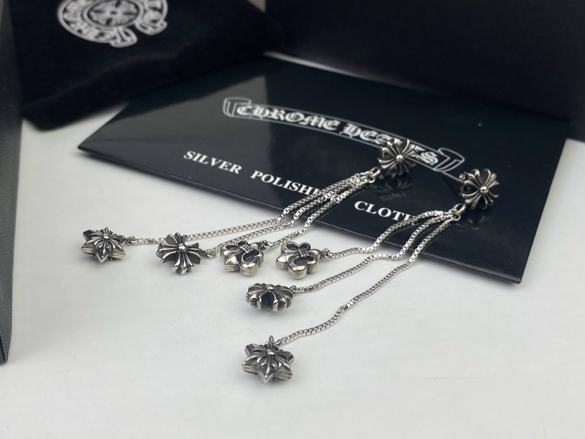 Chrome Hearts He@rts 克罗心流苏耳环～ 开模 明星 同款 潮女 亚金材质