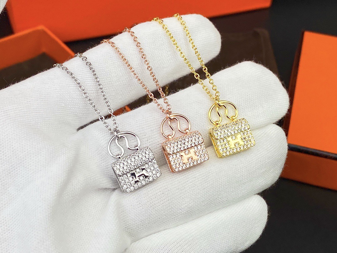 Hermès 爱马仕H包包项链 爱马仕 满钻包包 项链